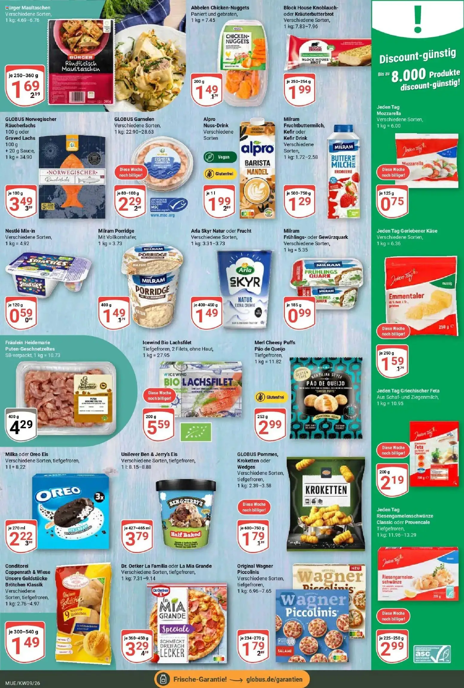 Globus Prospekt Mühldorf – gültig ab 23.02.2026 | Seite: 8 | Produkte: Käse, Burger, Arla skyr, Salami