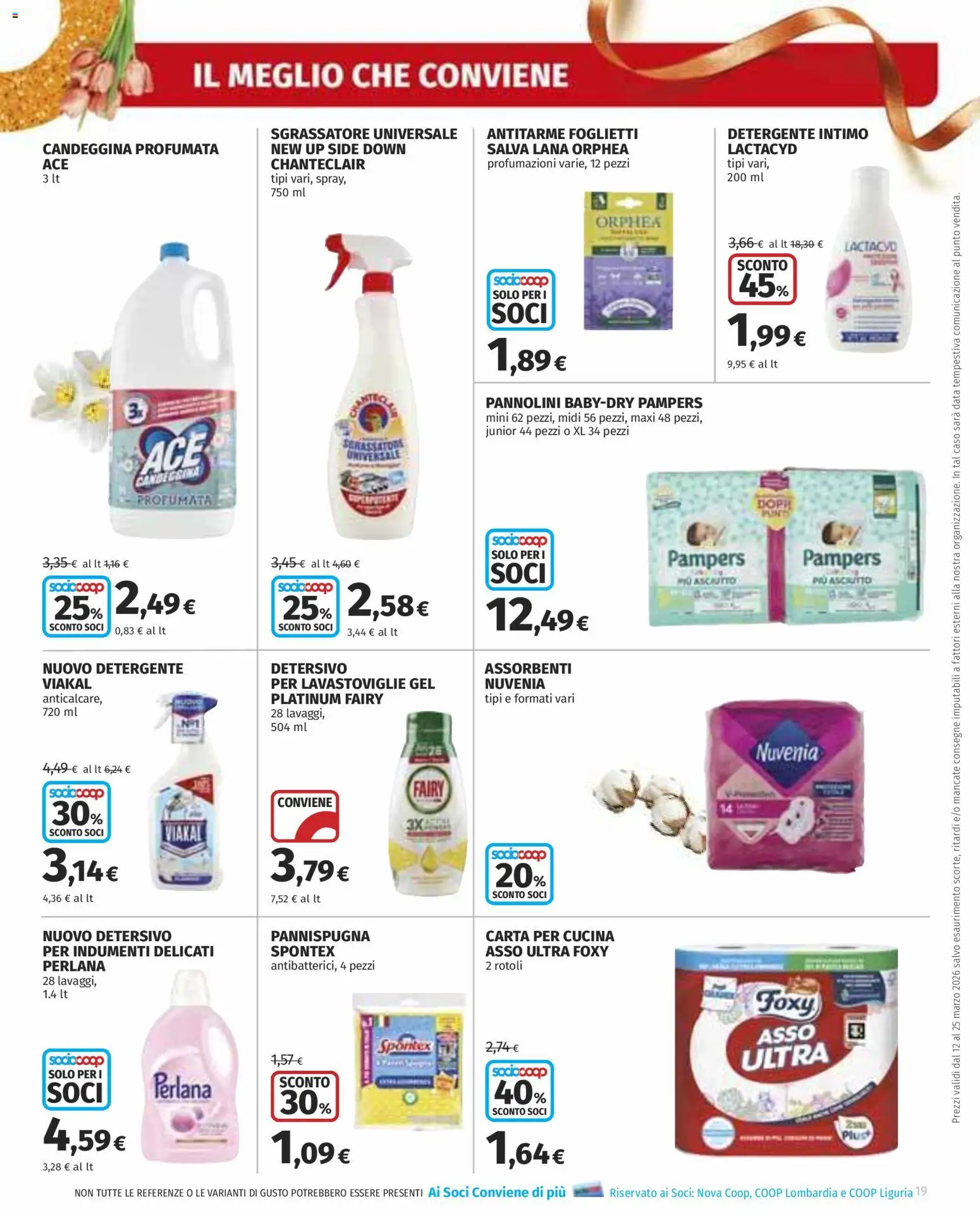 Volantino COOP del 12.03.2026 | Pagina: 19 | Prodotti: Detergente intimo, Intimo, Sgrassatore, Lavastoviglie