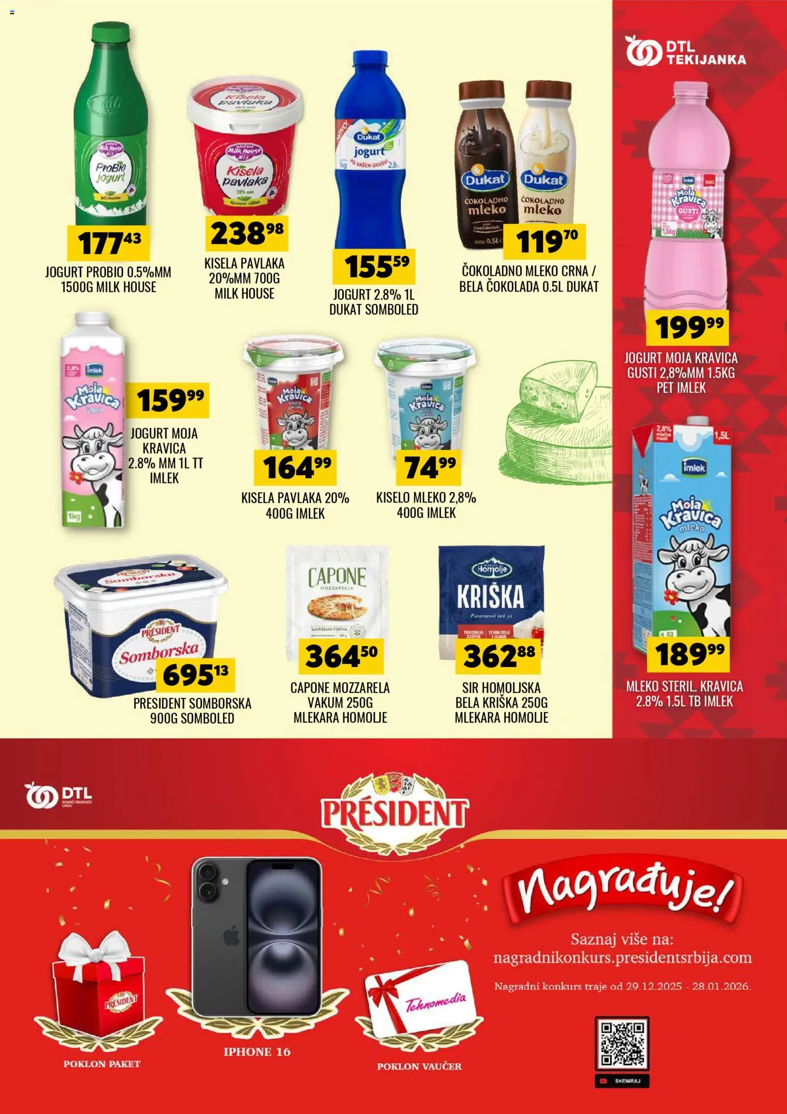 Tekijanka katalog - važi od 02.01.2026 | Strana: 5 | Proizvode: Kisela pavlaka, Čokoladno mleko, Moja kravica, Mozzarella