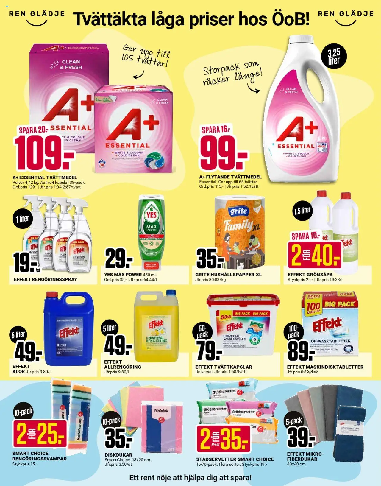 ÖoB reklamblad aktuell från 11.08.2025 | Sida: 4 | Produkter: Tvättmedel, Hushållspapper, Rengöringsspray, Te