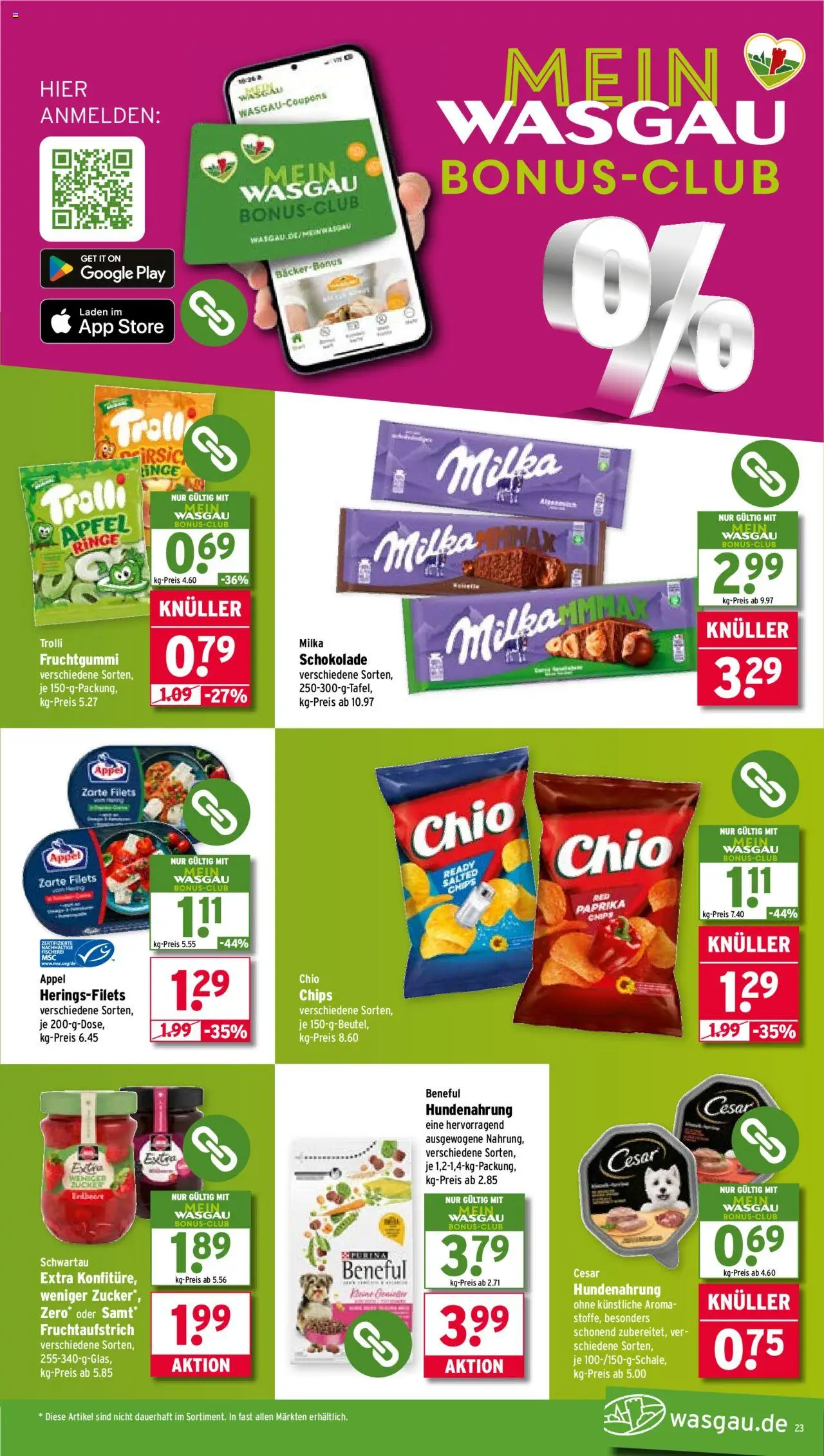Wasgau Prospekt 	 - gültig ab dem 11.08.2025 | Seite: 23 | Produkte: Schokolade, Paprika, Chips, Schwartau extra