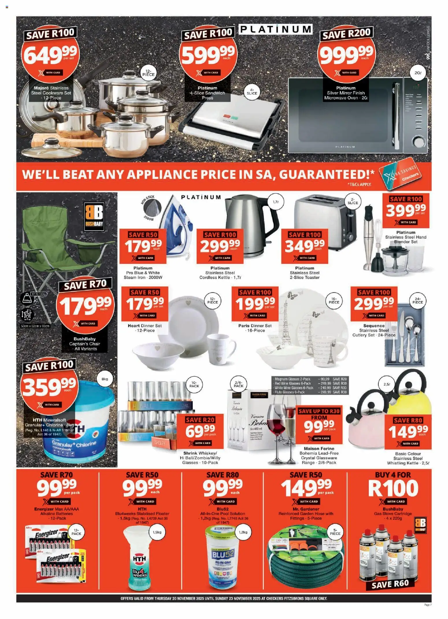New Checkers catalogue – valid from 20.11.2025 | Page: 7 | Products: Glasses, Kettle, Blender, Garden hose