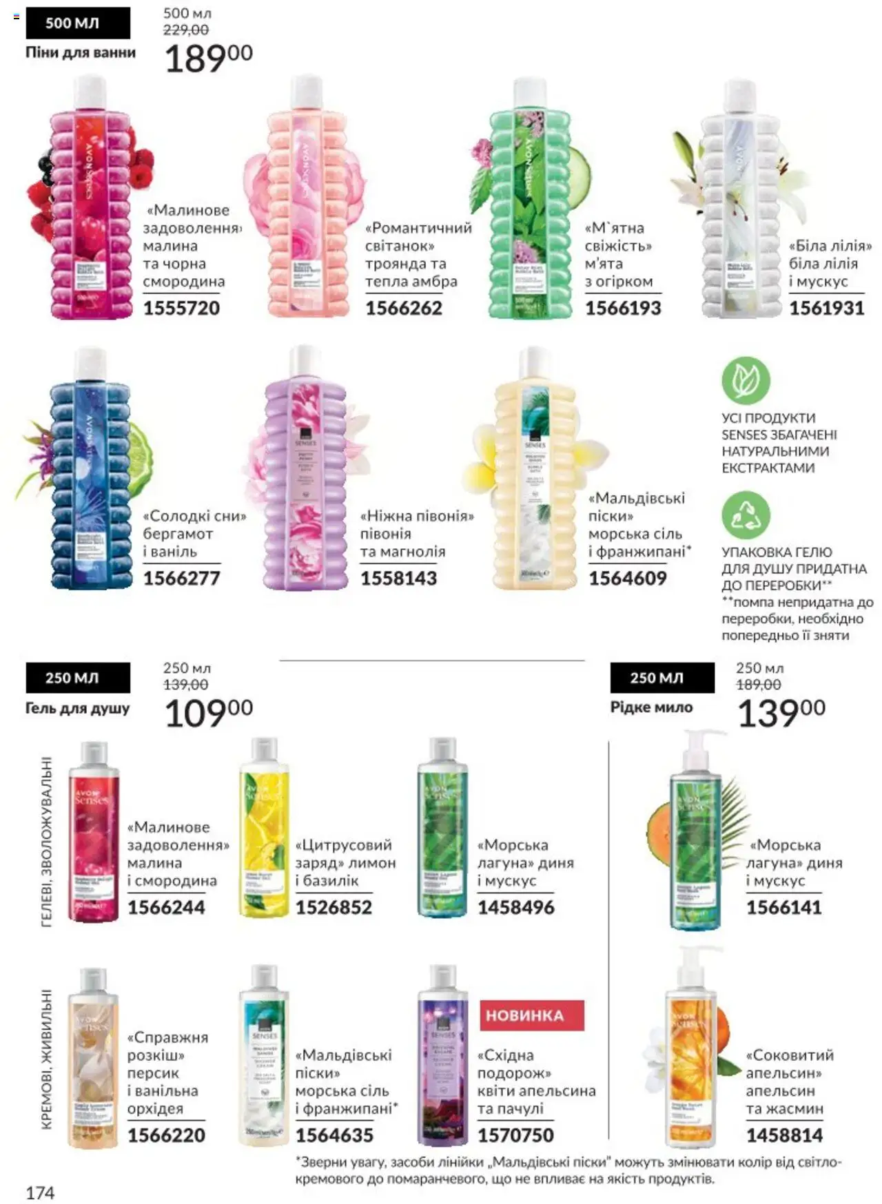 AVON Kаталог - дійснийкції з 01.08.2025 | Сторінка: 174 | Товари: Сіль, Лимон, Персик, Гель для душу