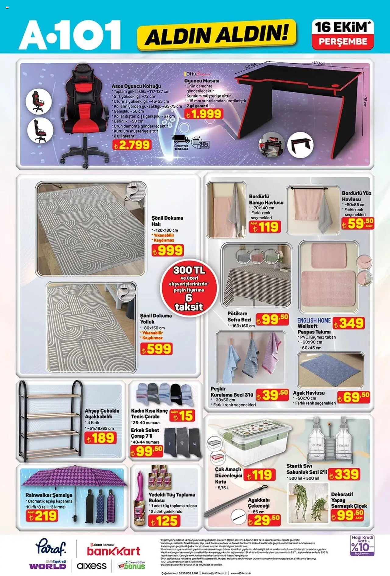 A101 Katalog Aldın Aldın - 16.10.2025 tarihinden itibaren geçerlidir | Sayfa: 9 | Ürünler: Paspas, Çorap, Şemsiye, Oyuncu