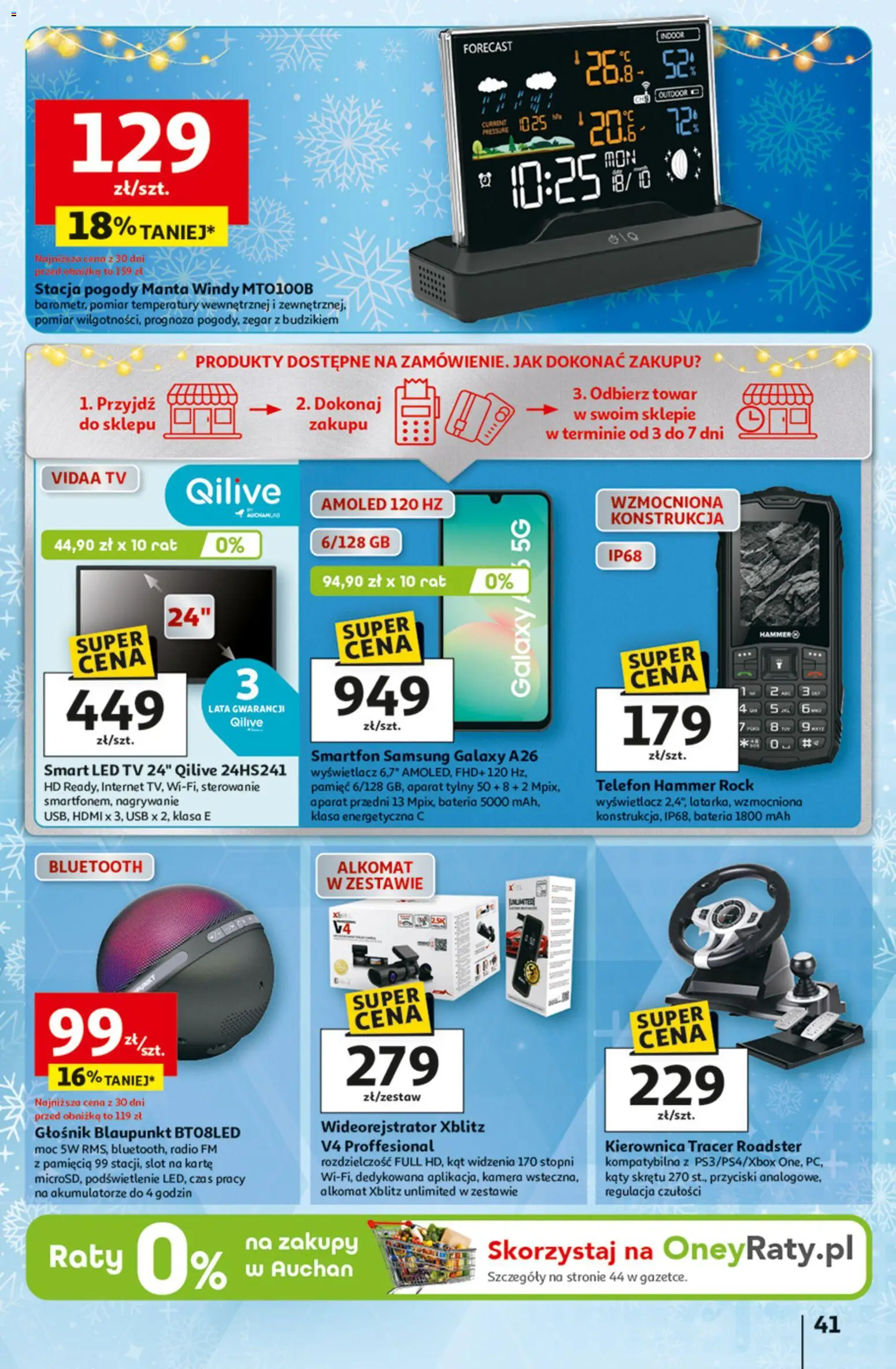 Auchan Black Friday od 20.11.2025 | Strona: 41 | Produkty: Smartfon, Radio, USB, Stacja pogody