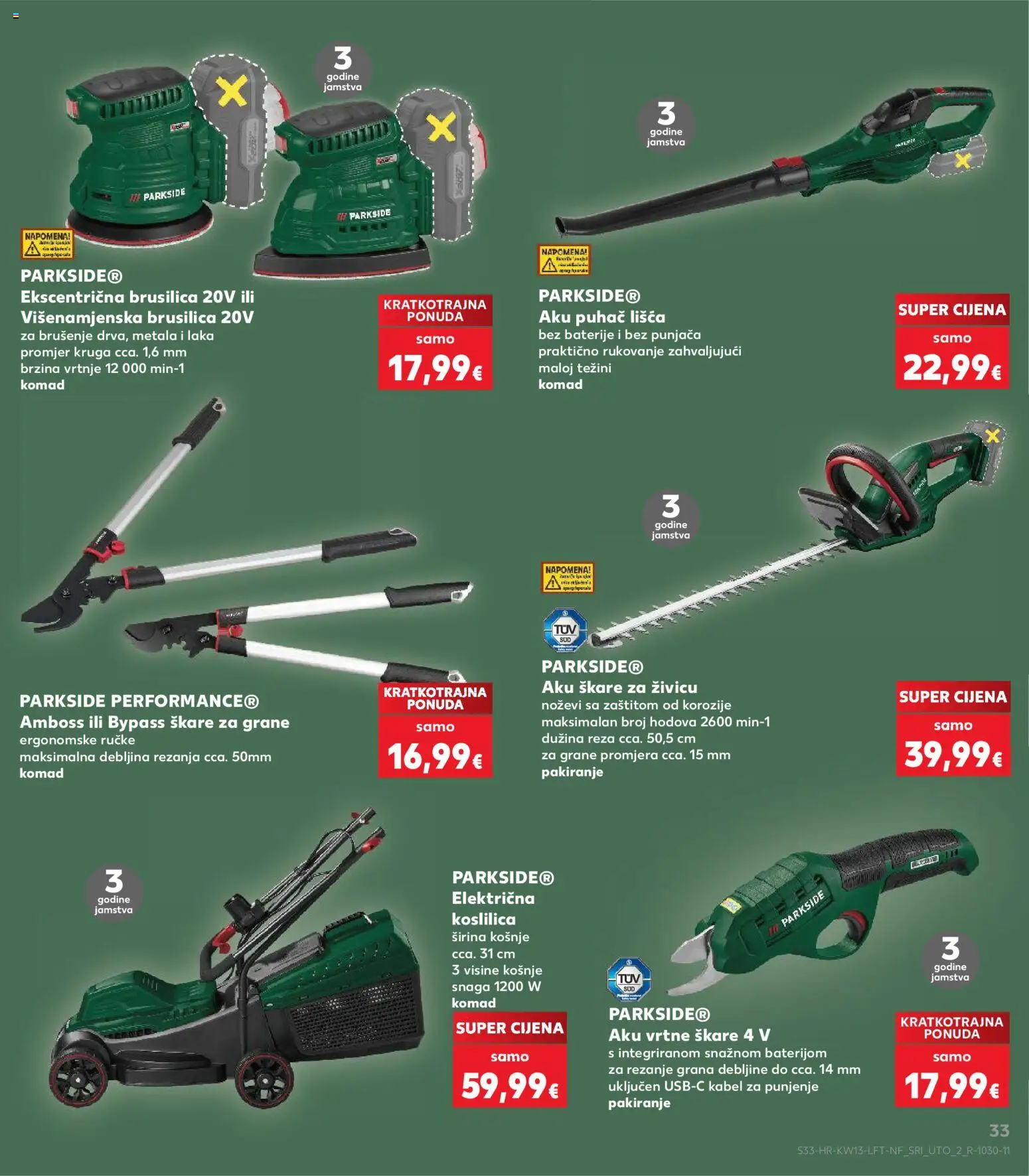 Kaufland katalog | vrijedi od 25.03.2026 | Stranica: 33 | Proizvodi: Brusilica, Škare, Kabel, Parkside