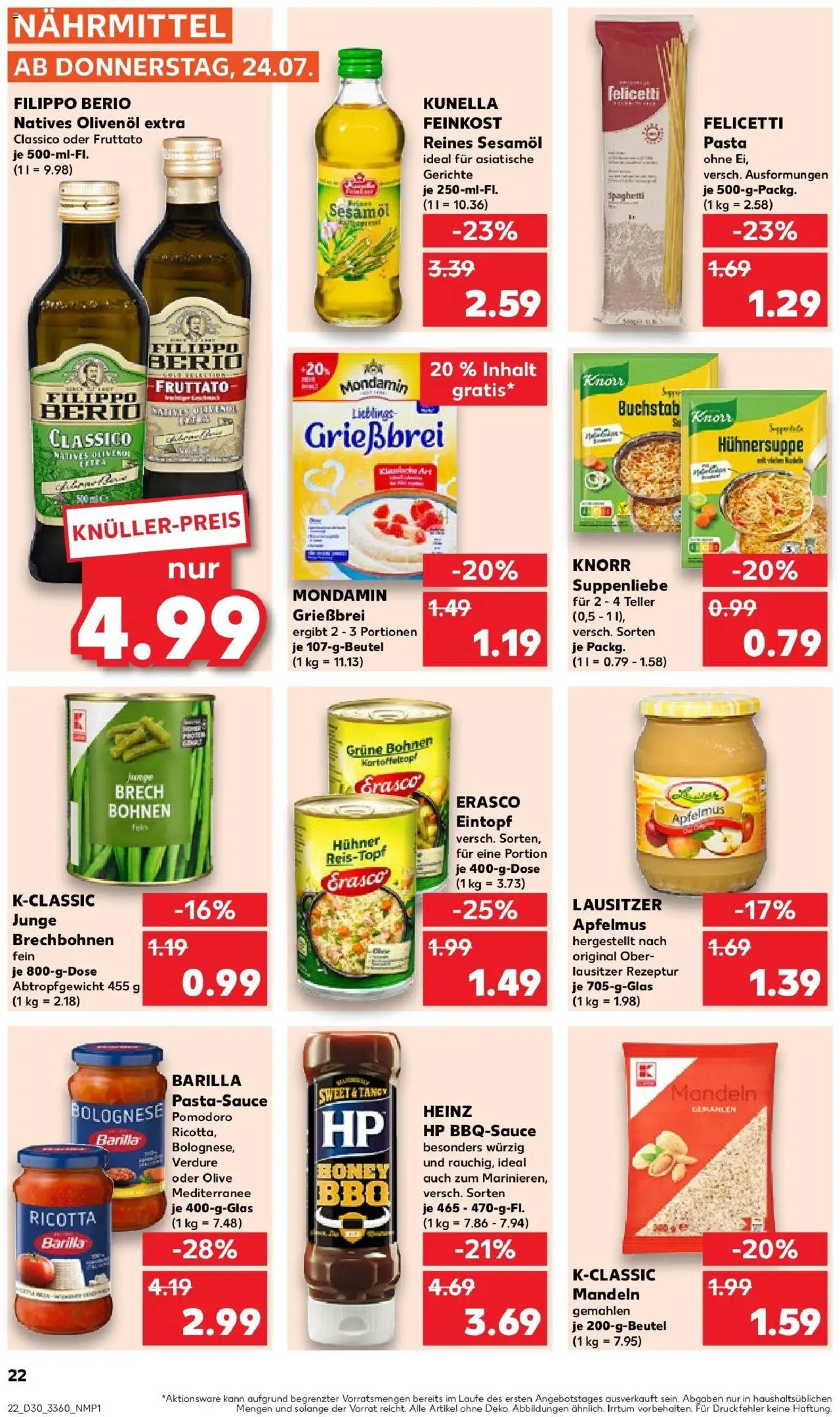 Kaufland prospekt Eberswalde	 - gültig ab dem 24.07.2025 | Seite: 22 | Produkte: HP, Barilla, Apple, Erasco