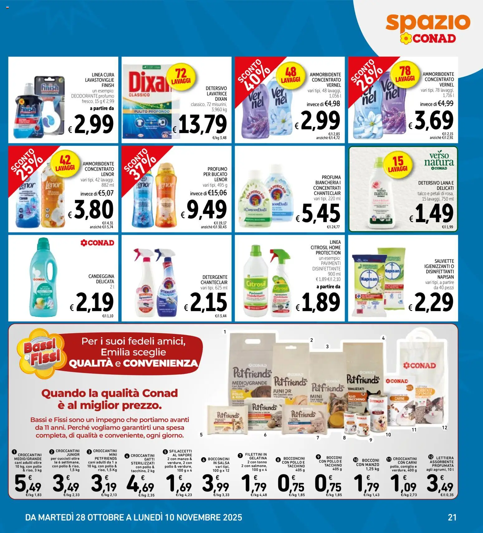 Volantino Spazio Conad del 28.10.2025 | Pagina: 21 | Prodotti: Deodorante, Manzo, Candeggina, Talco