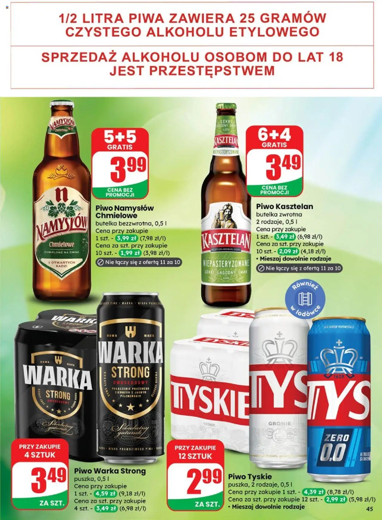 Dino Gazetka od 08.10.2025 | Strona: 45 | Produkty: Warka, Piwo Warka, Tyskie, Piwo