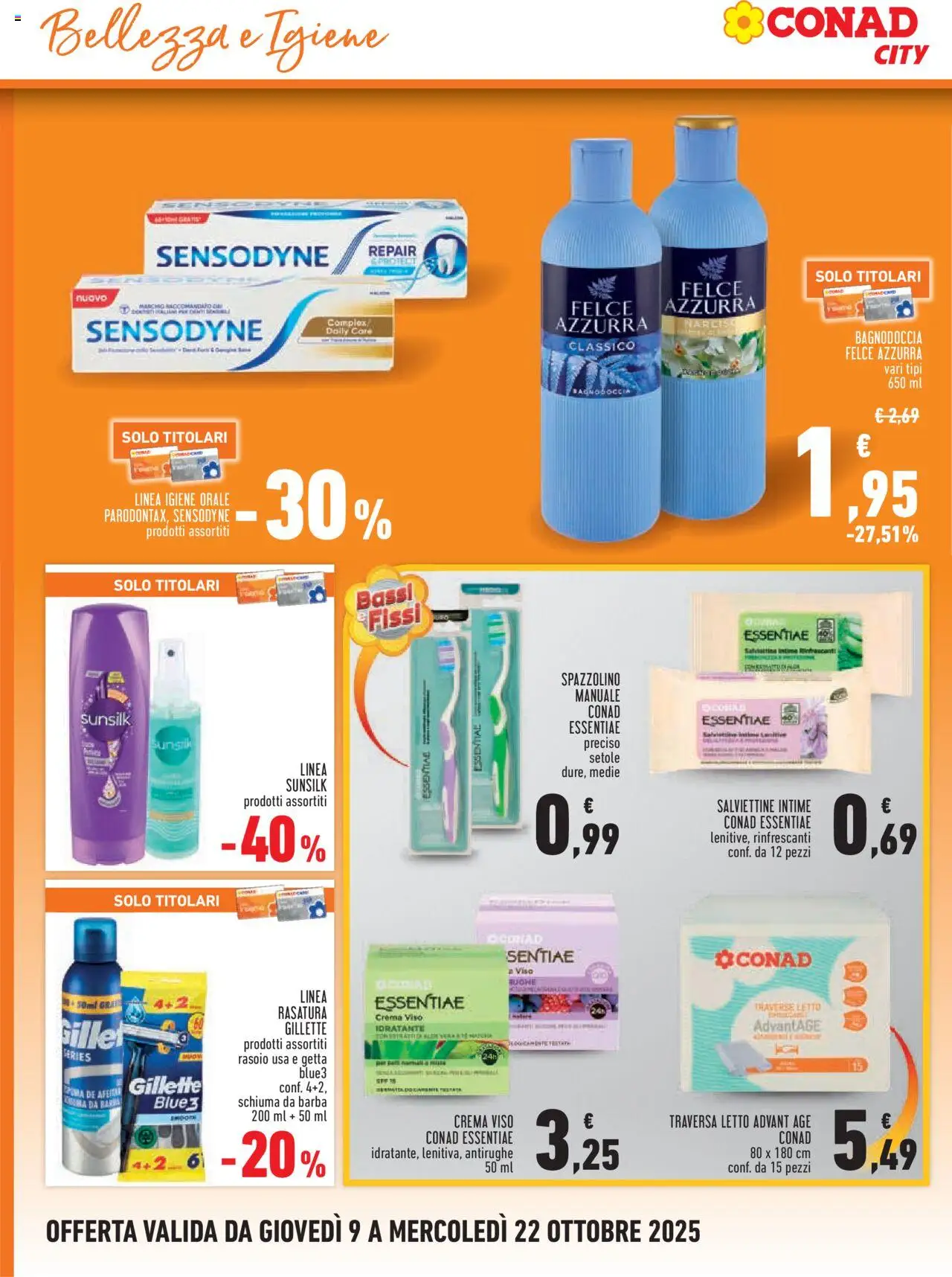 Volantino Conad del 09.10.2025 | Pagina: 12 | Prodotti: Crema, Schiuma da barba, Rasoio, Letto
