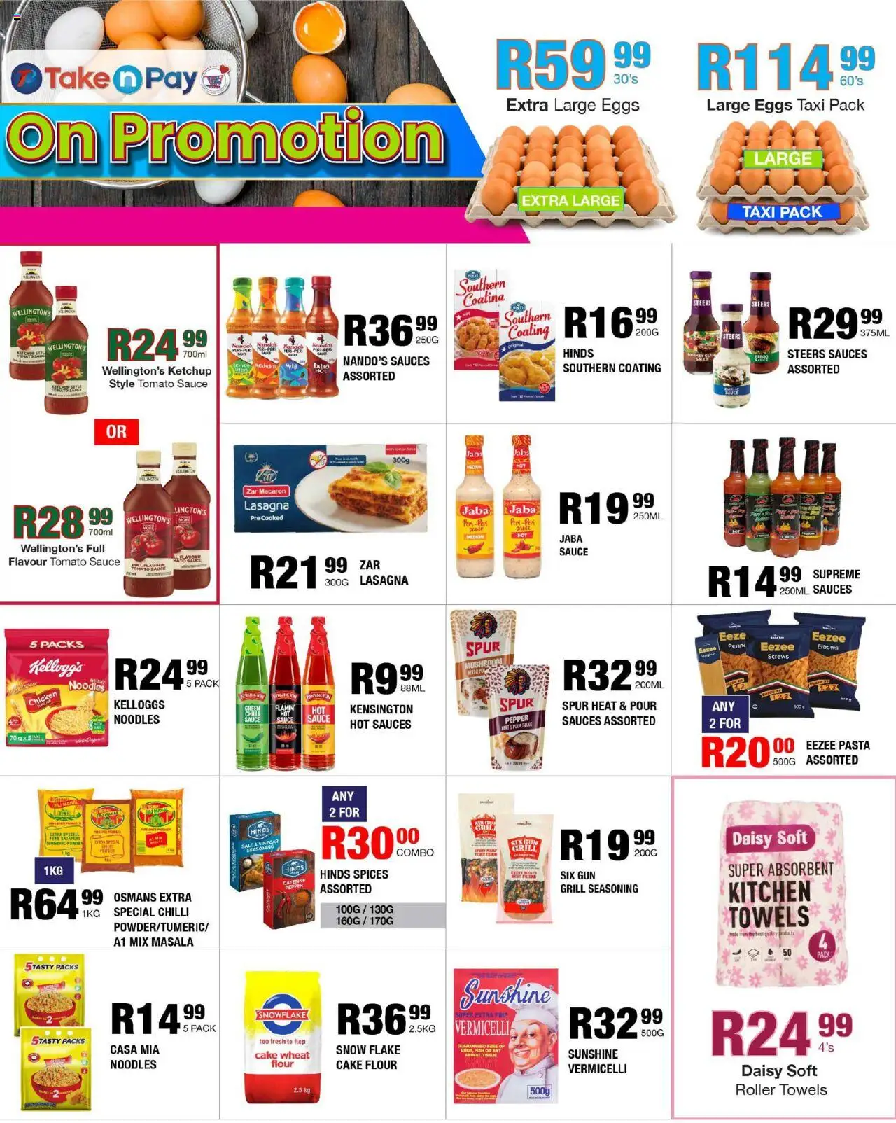 New Take n Pay catalogue – valid from 08.09.2025 | Page: 2 | Products: Eggs, Spices, Sauce, Pepper