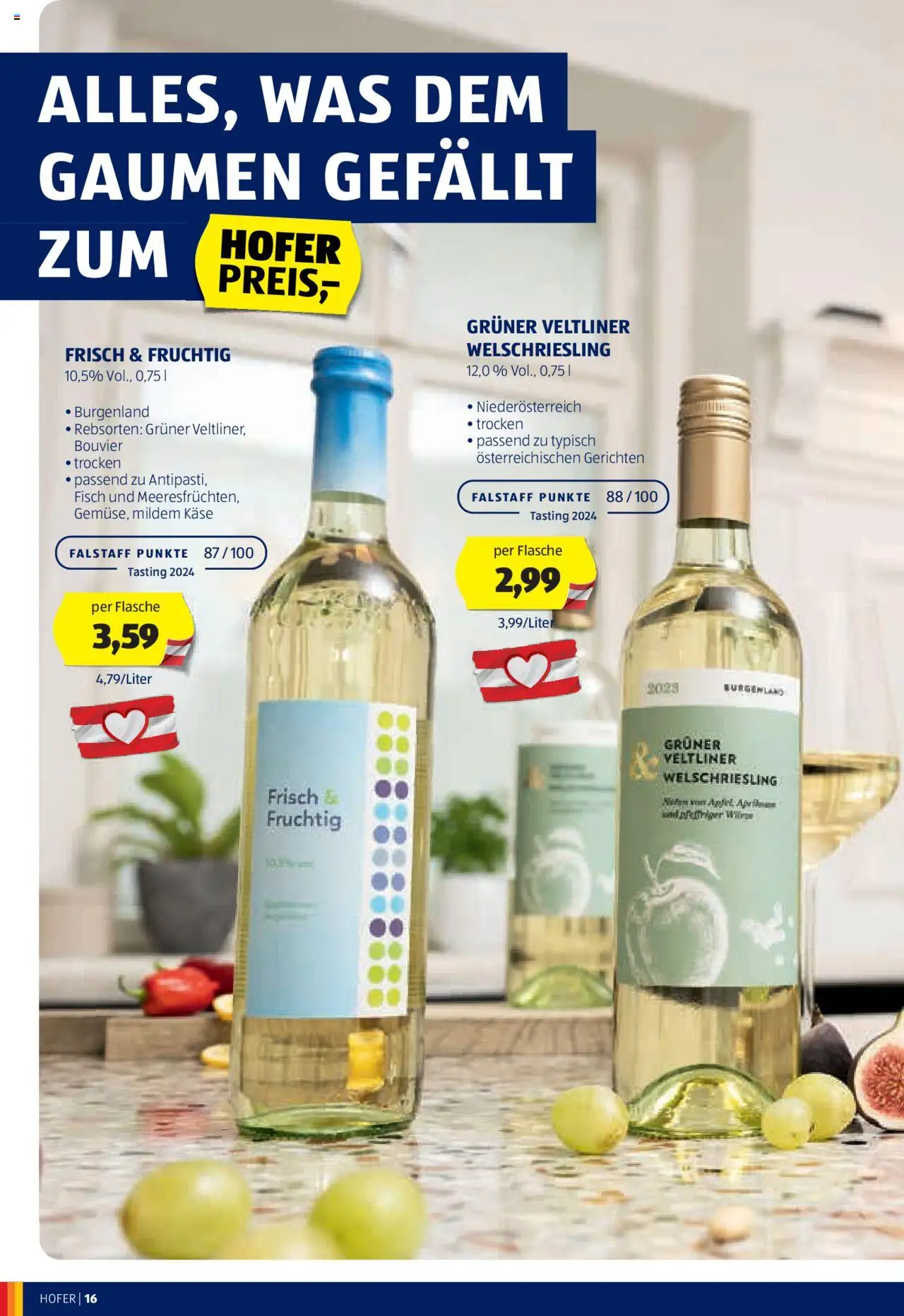 Hofer Wein-Magazin gültig ab 16.10.2024 | Seite: 16 | Produkte: Käse, Fisch