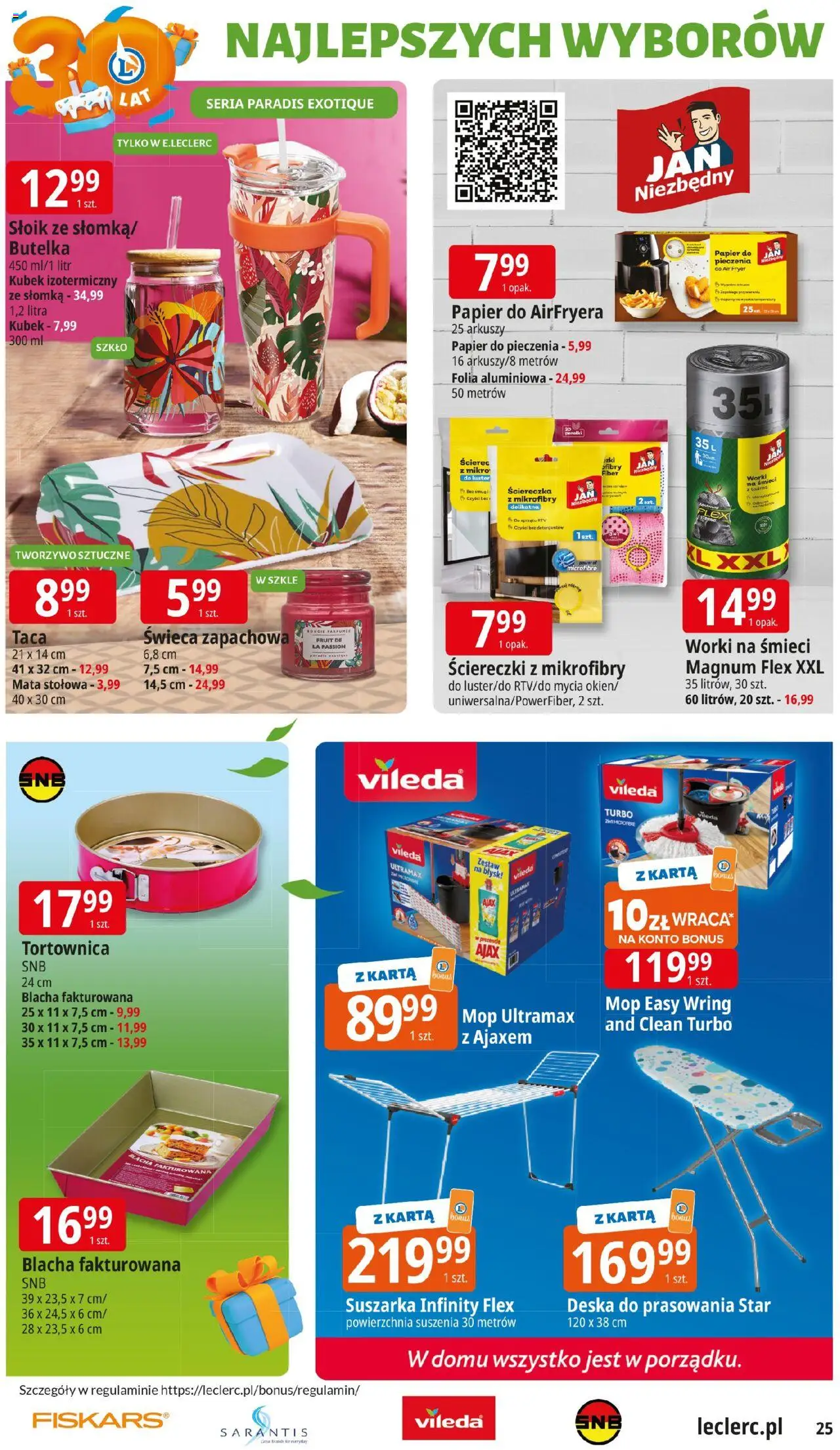 E.Leclerc Gazetka - Warszawa Bielany od 16.09.2025 | Strona: 25 | Produkty: Karta, Papier do pieczenia, Deska do prasowania, Vileda