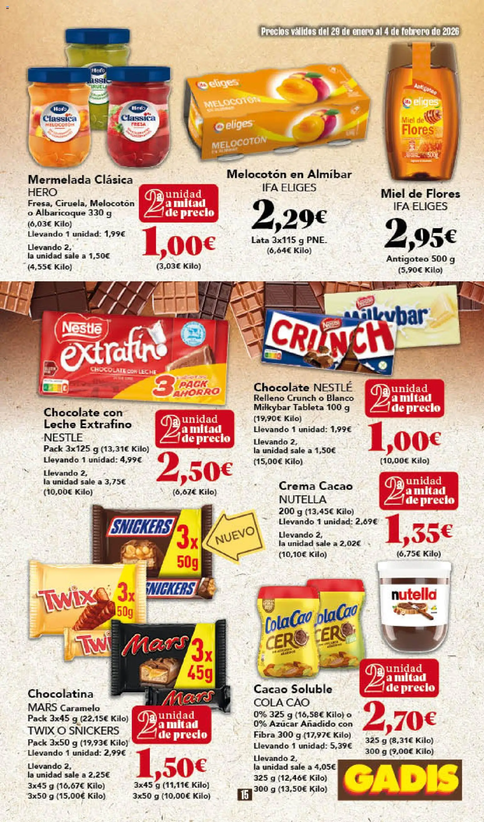 Gadis - folleto │ válido desde el 29.01.2026 | Página: 15 | Productos: Crema, Αποφλοιωτής σκόρδου, Chocolate con leche, Φρυγανιές σικάλεως