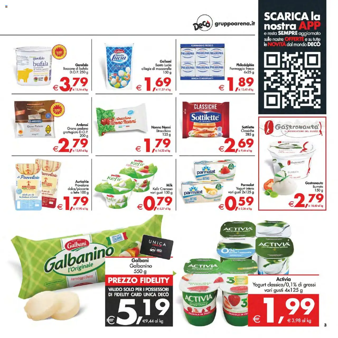 Volantino Decò del 22.08.2025 | Pagina: 3 | Prodotti: Yogurt, Formaggio, Tonno, Grana Padano