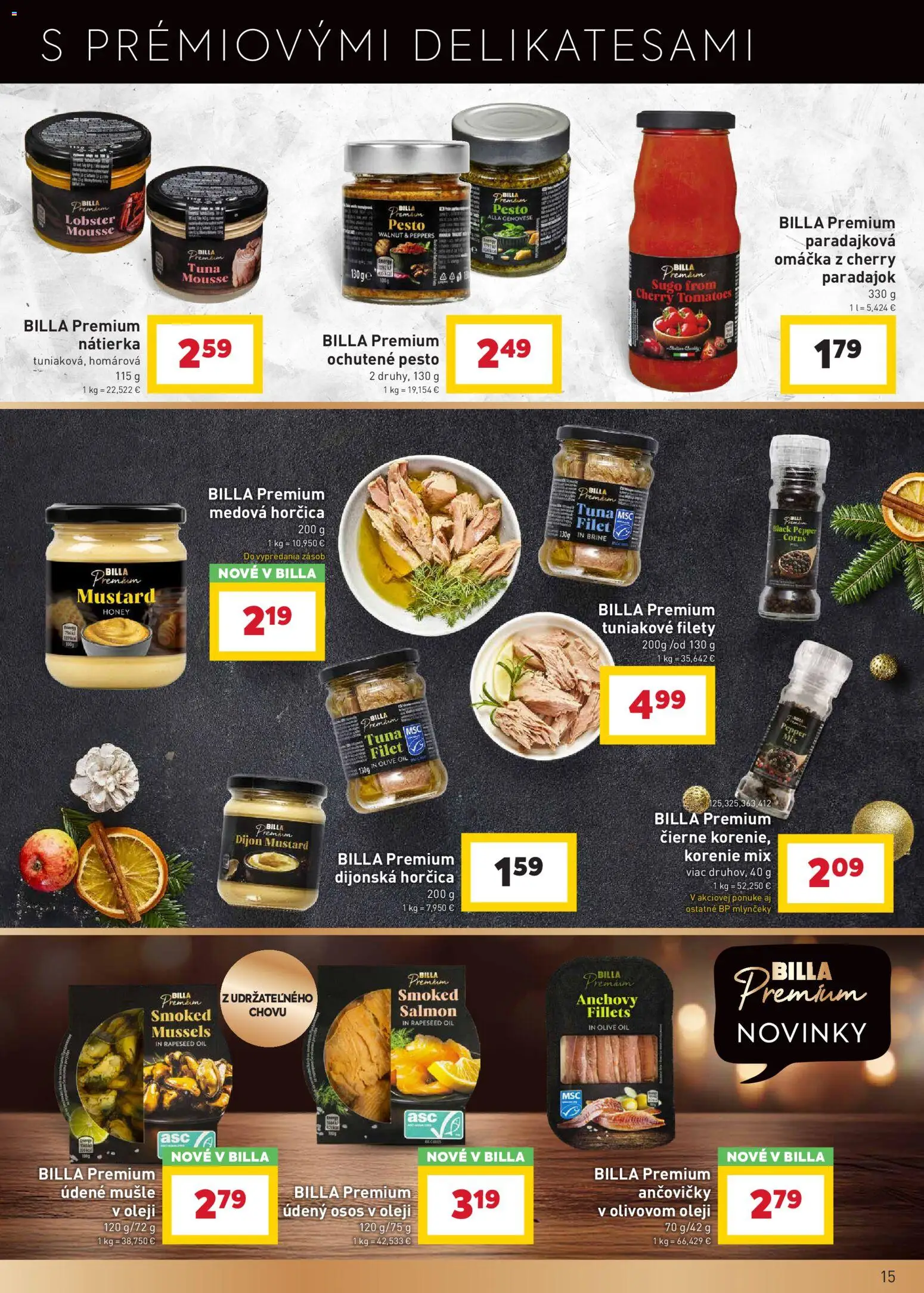 Nové Billa akcie – leták je platný od 17.12.2025 | Strana: 15 | Produkty: Korenie, Omáčka