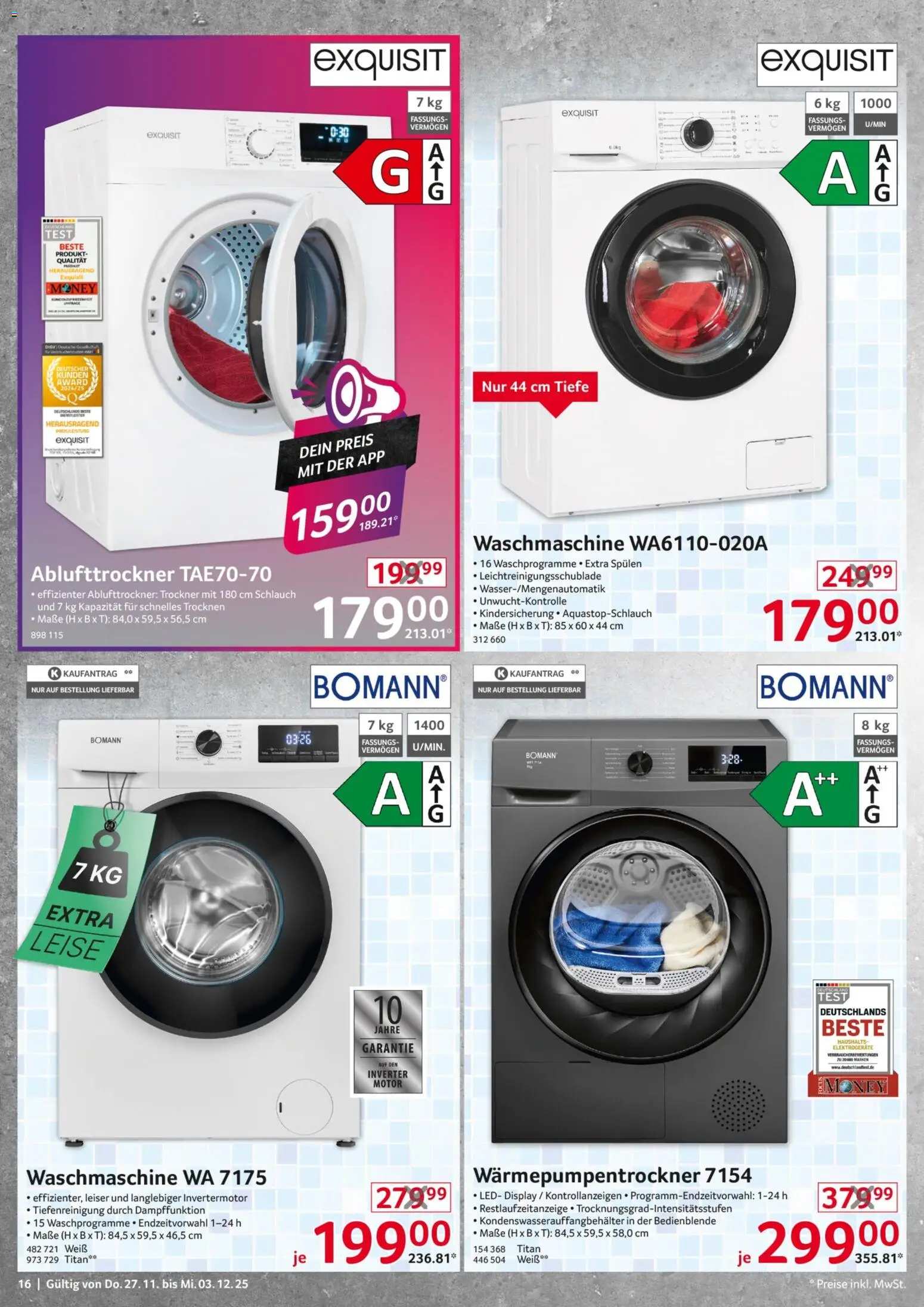 Selgros  Non Food – gültig ab 27.11.2025 | Seite: 16 | Produkte: Trockner, Waschmaschine