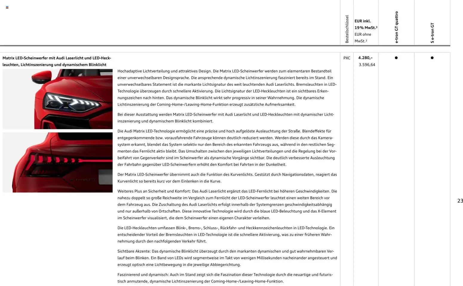Audi e-tron GT – gültig ab 28.10.2025 | Seite: 23 | Produkte: Kamera, Tisch