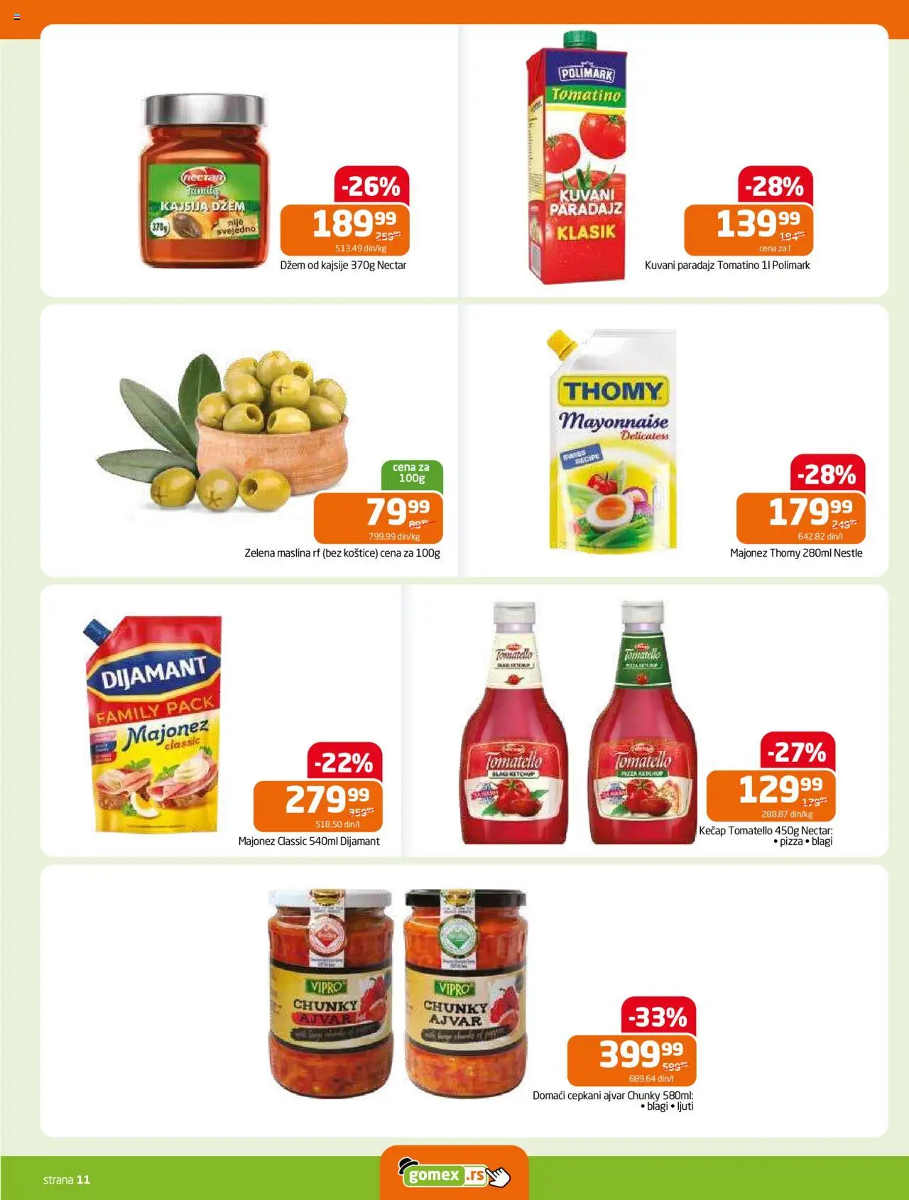 Gomex katalog - važi od 27.08.2025 | Strana: 11 | Proizvode: Majonez, Kečap, Ajvar, Dzem