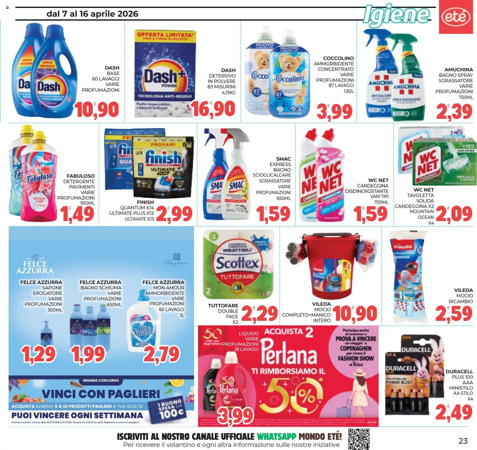 Volantino Eté del 07.04.2026 | Pagina: 23 | Prodotti: Candeggina, Sgrassatore, WC, Bagno