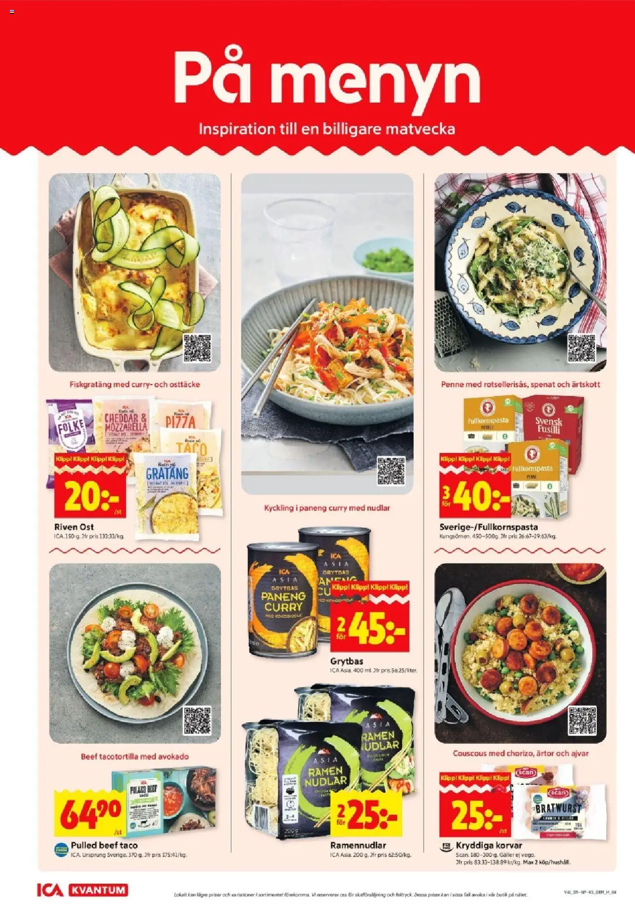 ICA Kvantum reklamblad aktuell från 06.10.2025 | Sida: 4 | Produkter: Couscous, Cheddar, Ost, Ärtor