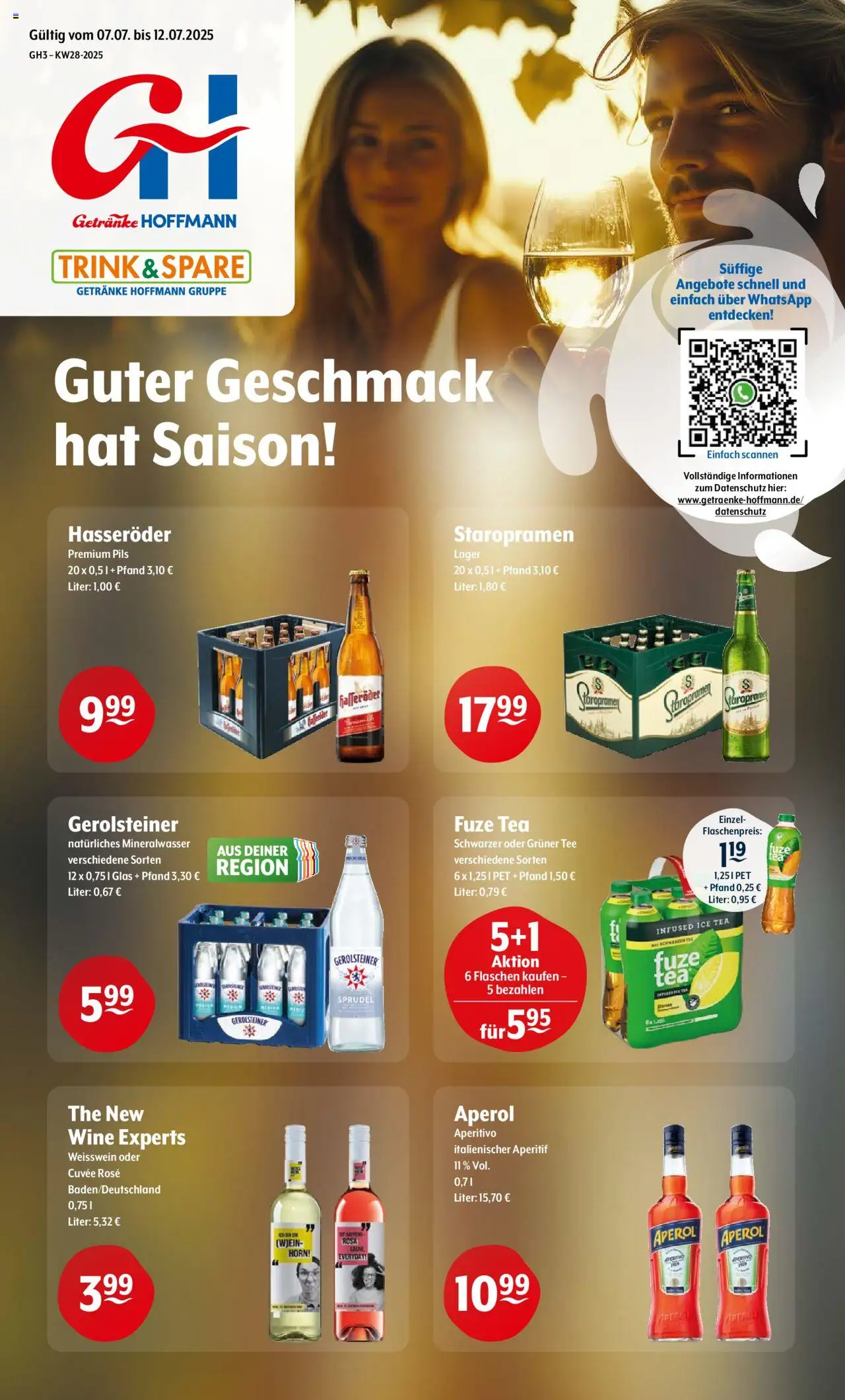 Trink und Spare Prospekt 	 - gültig ab dem 07.07.2025 | Seite: 1 | Produkte: Fuze tea, Pils, Tee, Gerolsteiner