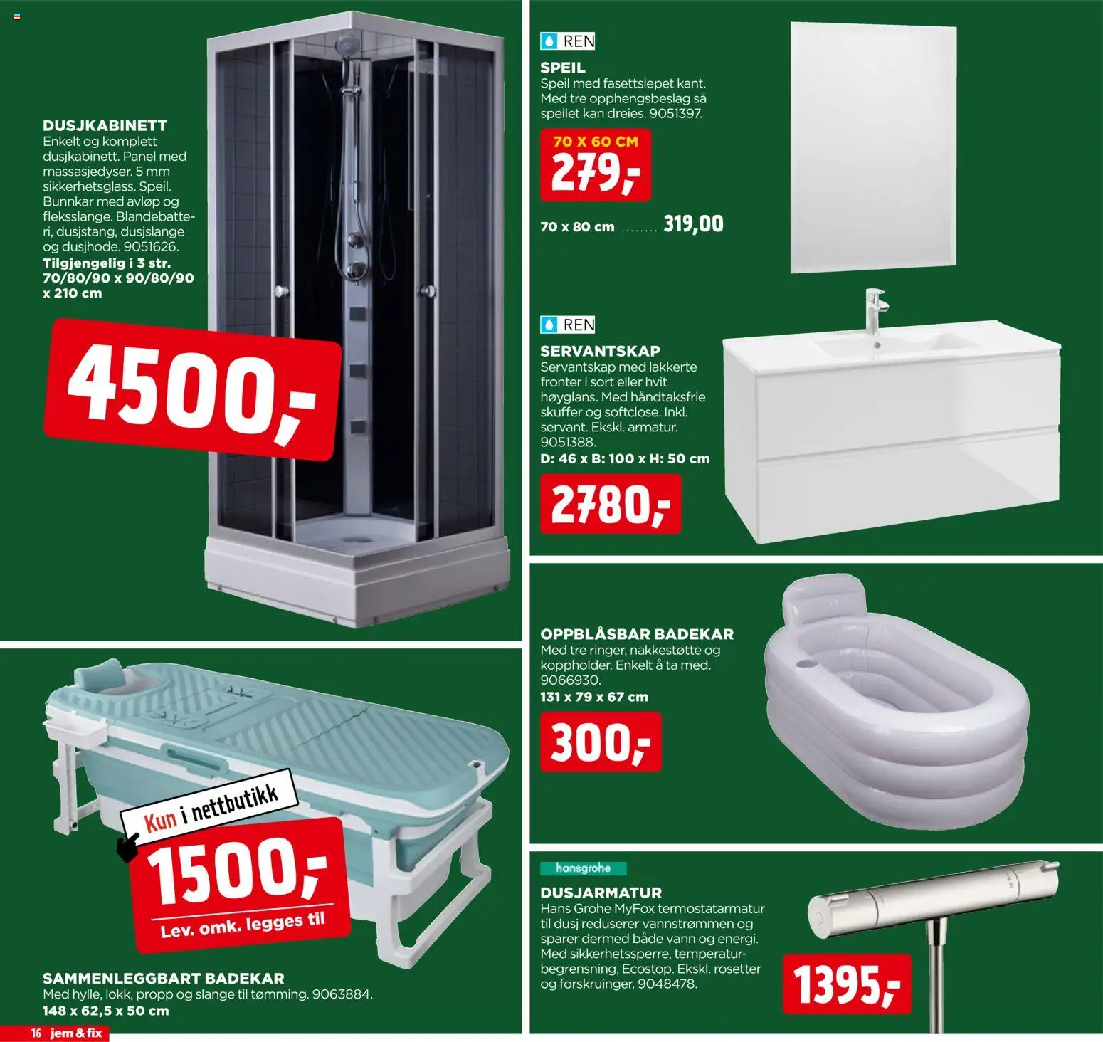 {H1} | Side: 16 | Produkter: Badekar, Вермішель, Dusj, Speil