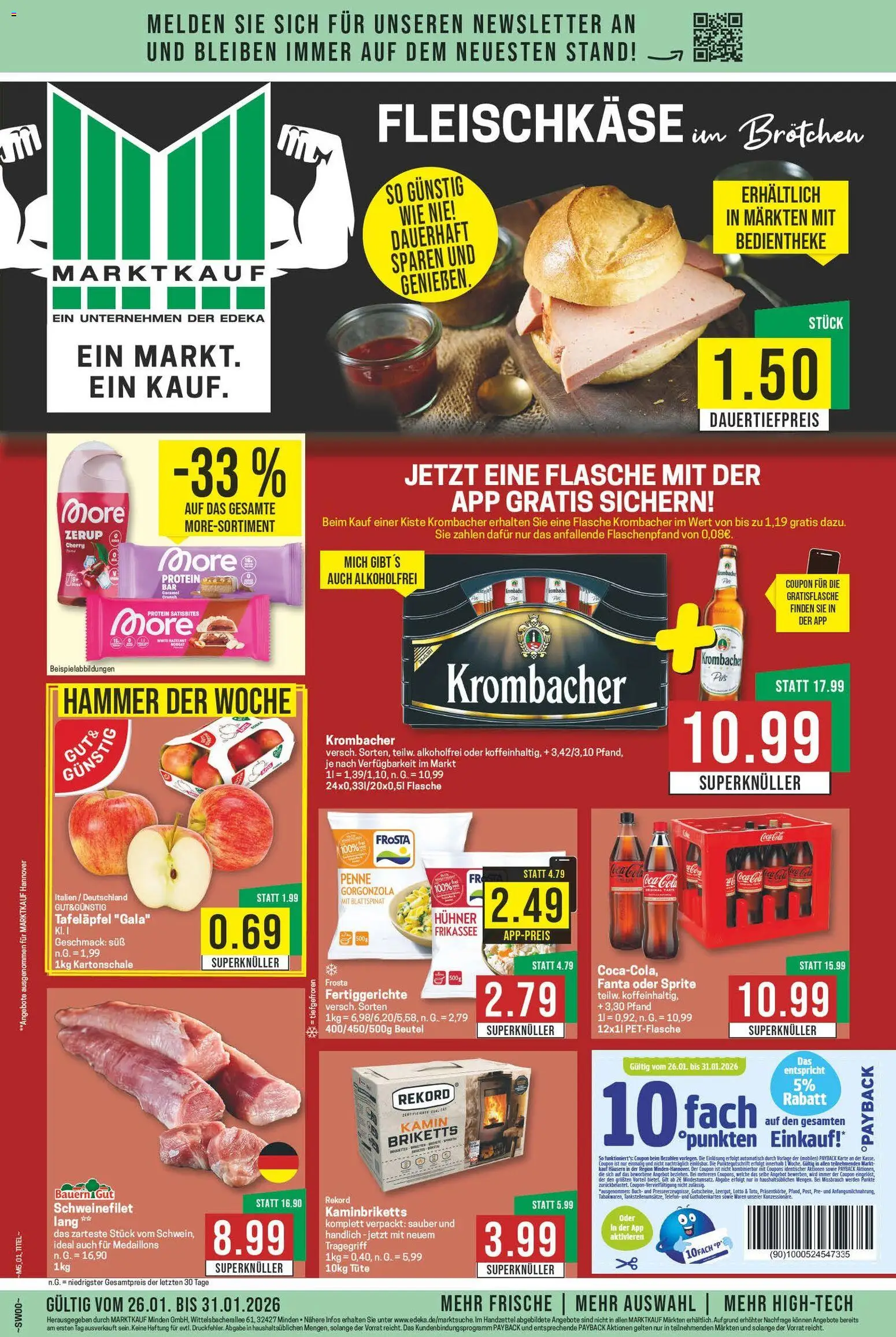 Marktkauf Prospekt 	 – gültig ab 26.01.2026 | Seite: 1 | Produkte: Kamin, Coca cola, Cola, Frosta
