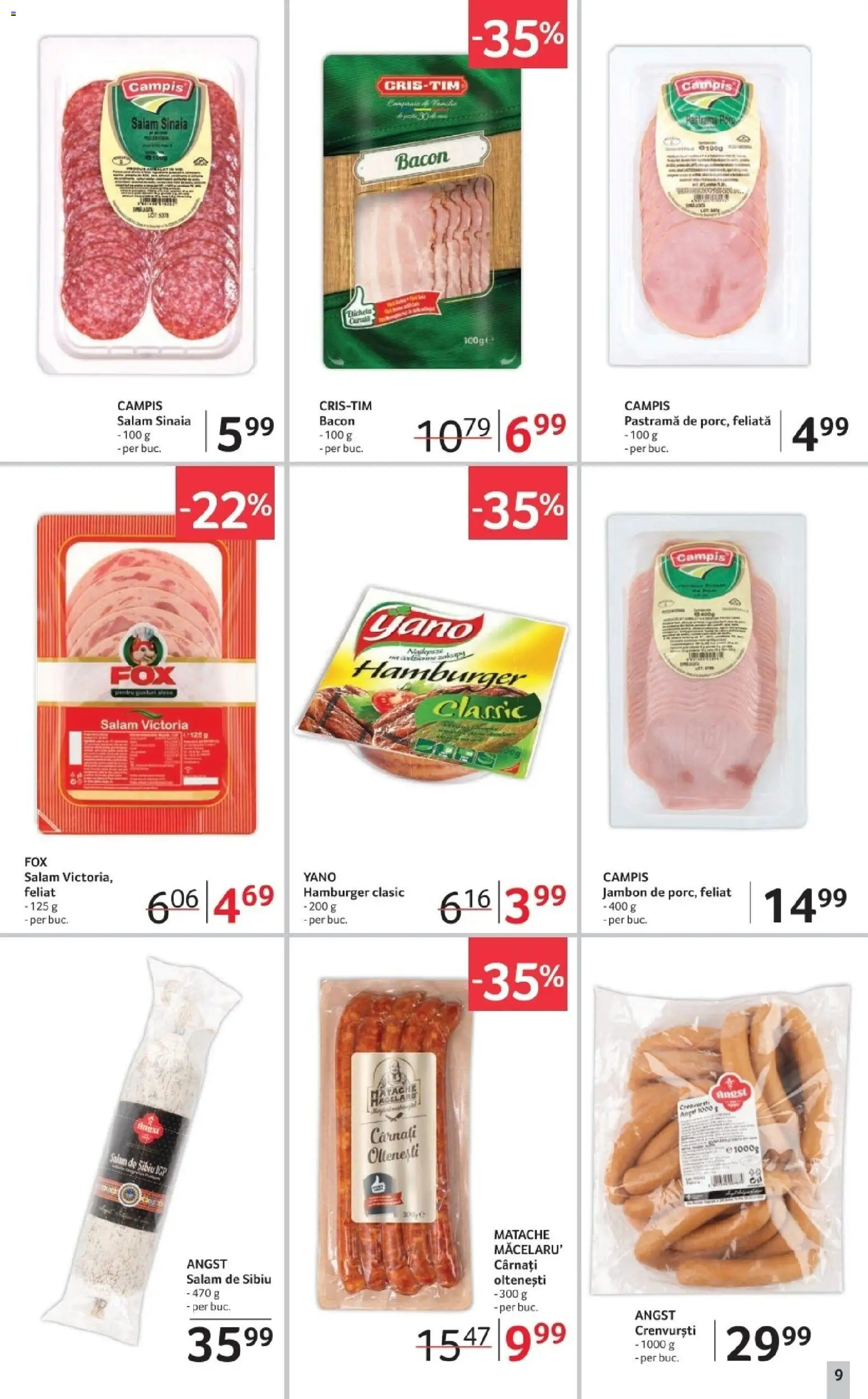 Noul catalog Selgros – valabil de la 02.01.2026 | Pagină: 9 | Produse: Crenvurști, Bacon, Salam, Cârnați