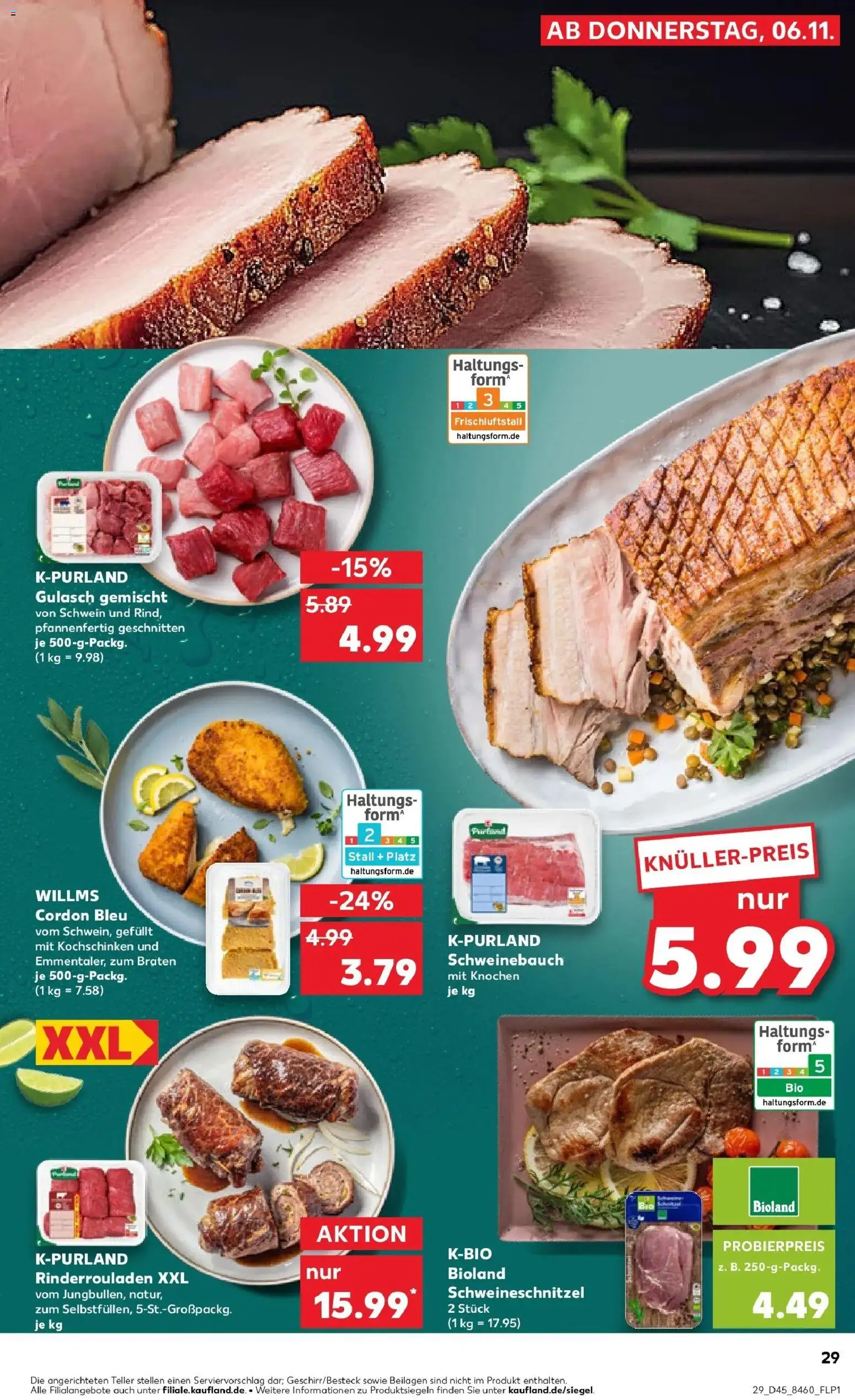 Kaufland prospekt Geislingen An Der Steige	 – gültig ab 10.11.2025 | Seite: 29 | Produkte: Rinderrouladen, Schweinebauch, Gulasch