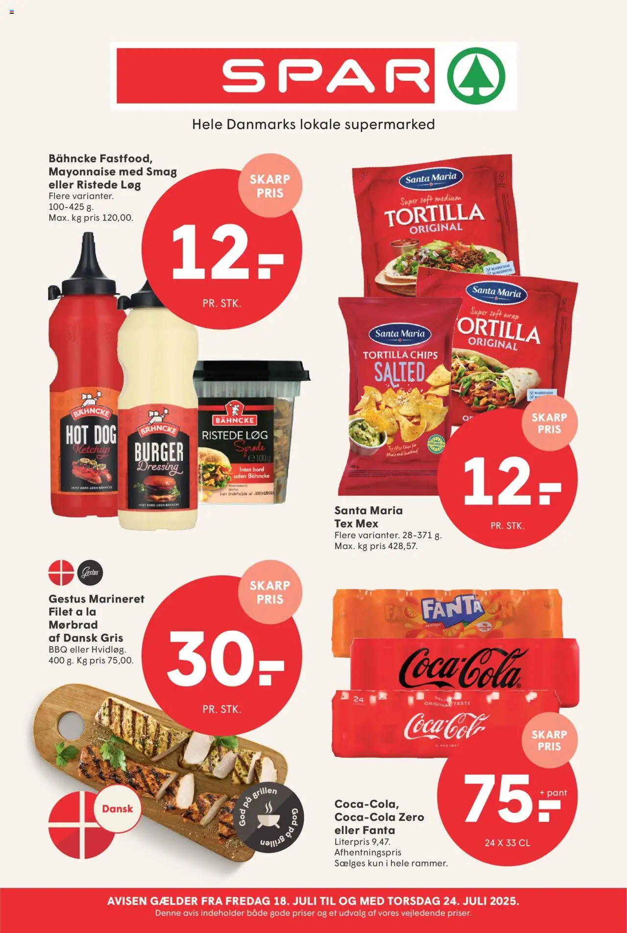 Spar Tilbudsavis gyldig fra 18.07.2025 | Side: 1 | Produkter: Ketchup, Ristede Løg, Dressing, Fanta