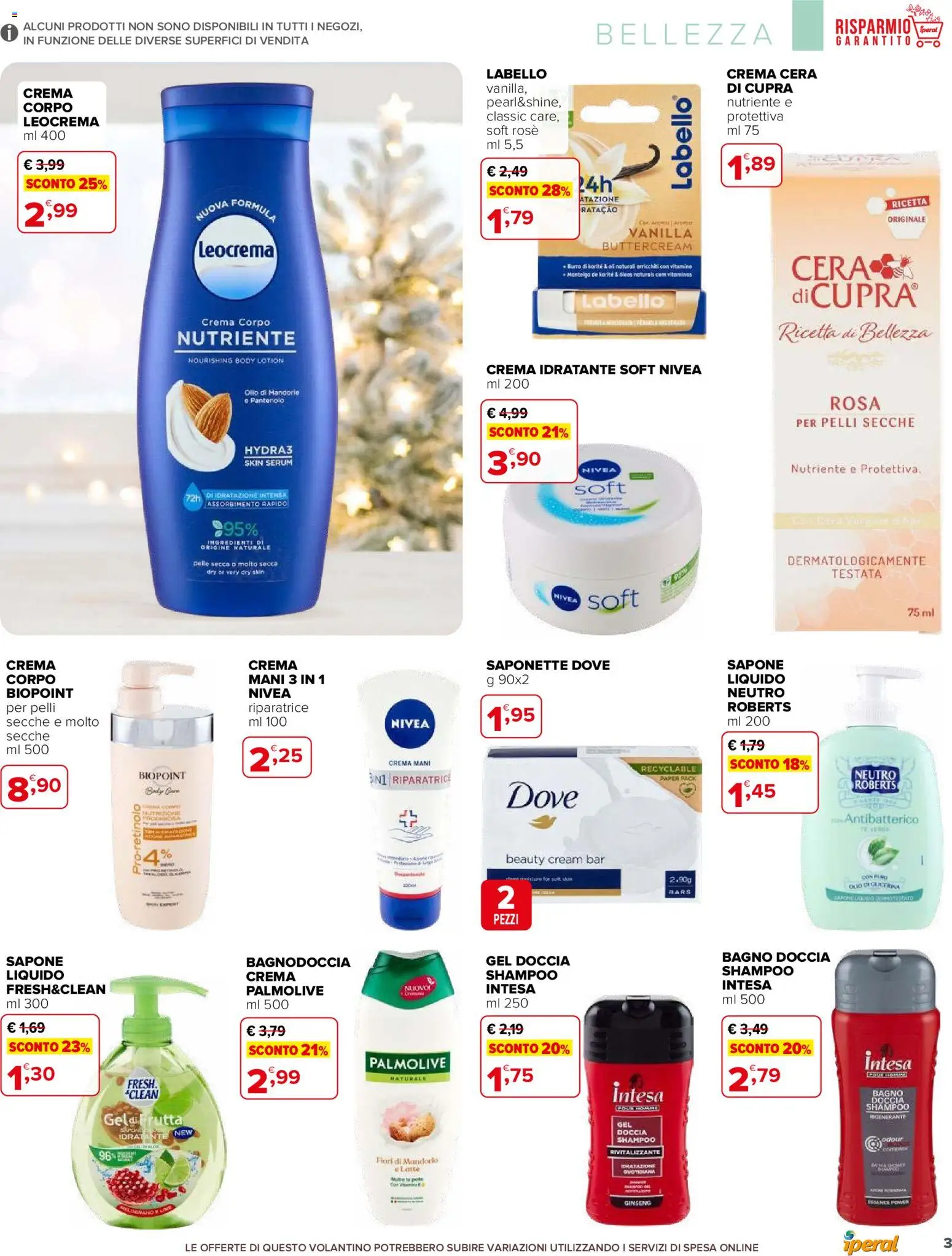 Volantino Iperal del 11.12.2025 | Pagina: 3 | Prodotti: Sapone, Latte, Olio, Bagno