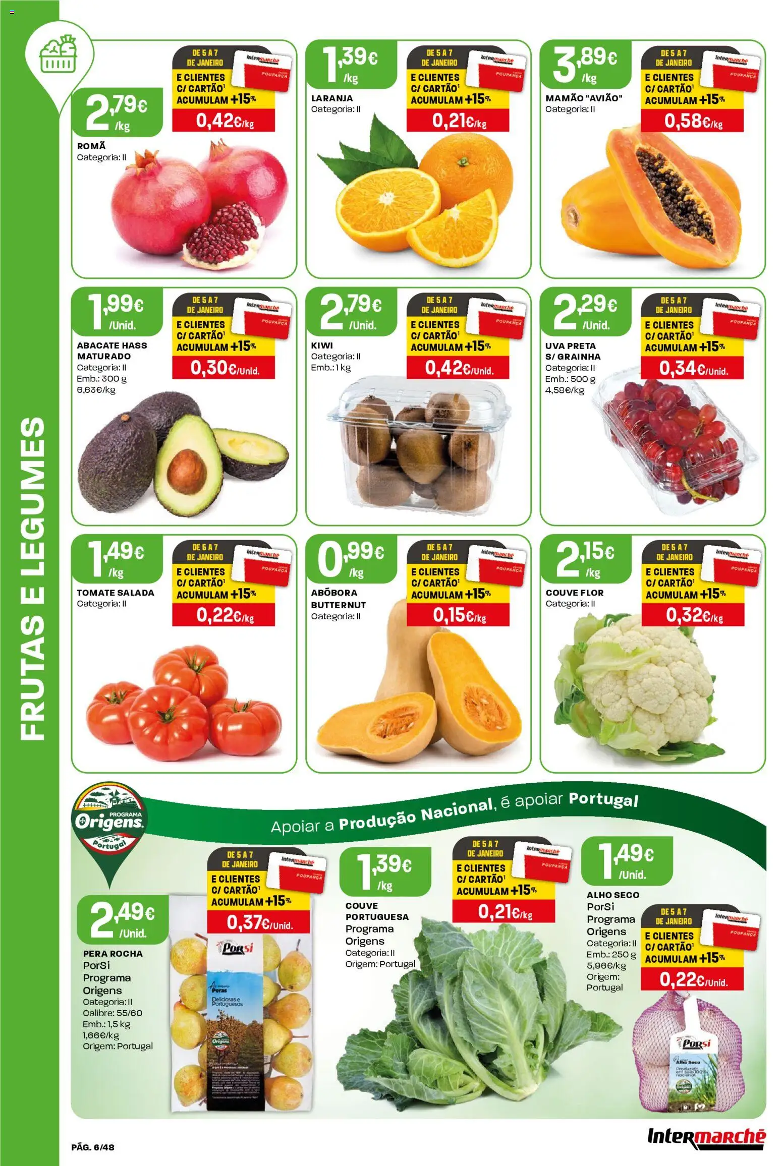 Intermarché folheto │ válido de 02.01.2026 | Página: 6 | Produtos: Peras, Kiwi, Salada, Mamão