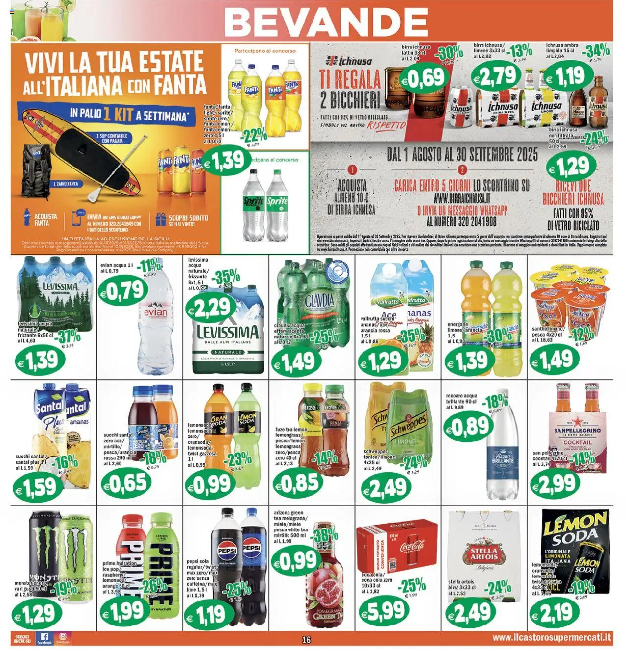 Volantino Il Castoro del 06.08.2025 | Pagina: 16 | Prodotti: Limonata, Zaino, The, Fanta