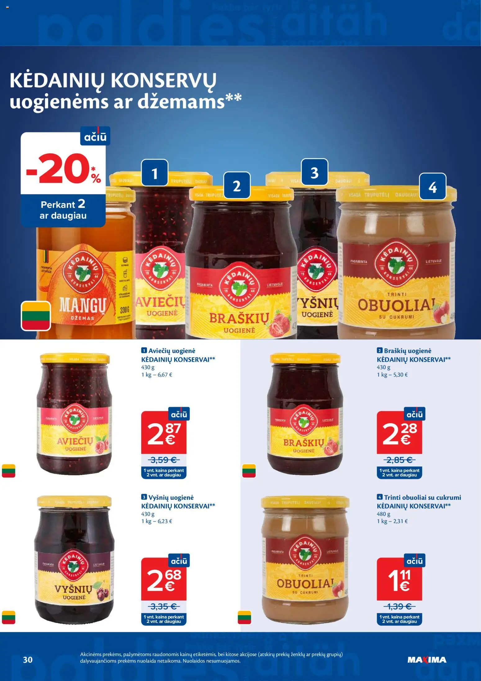 MAXIMA akcijos nuo 21.04.2026 | Puslapis: 30 | Prekių: Konservai, Obuoliai