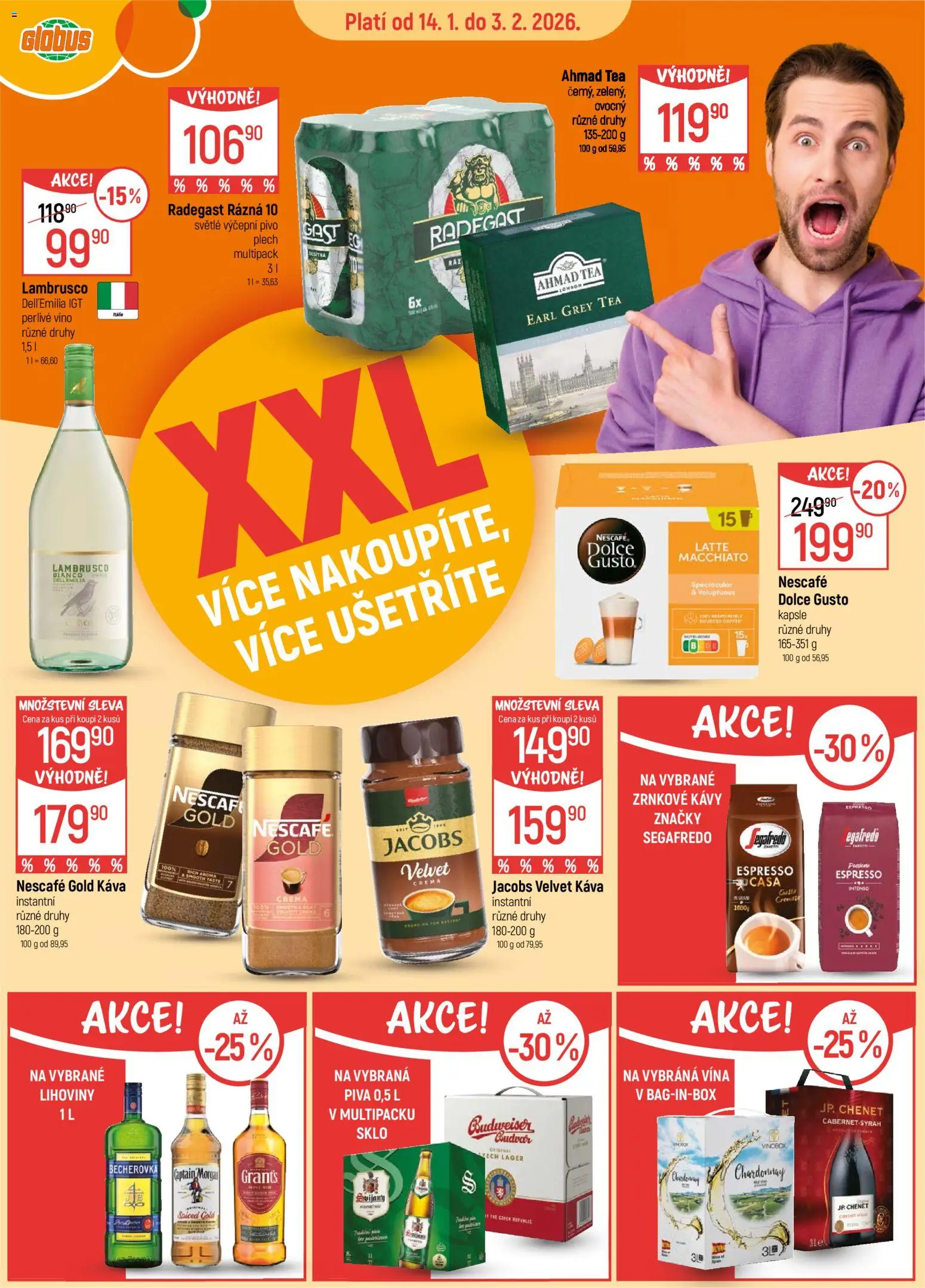 Globus leták - Brno od 14.01.2026 | Strana: 3 | Produkty: Lambrusco, Káva, Lihoviny, Crema