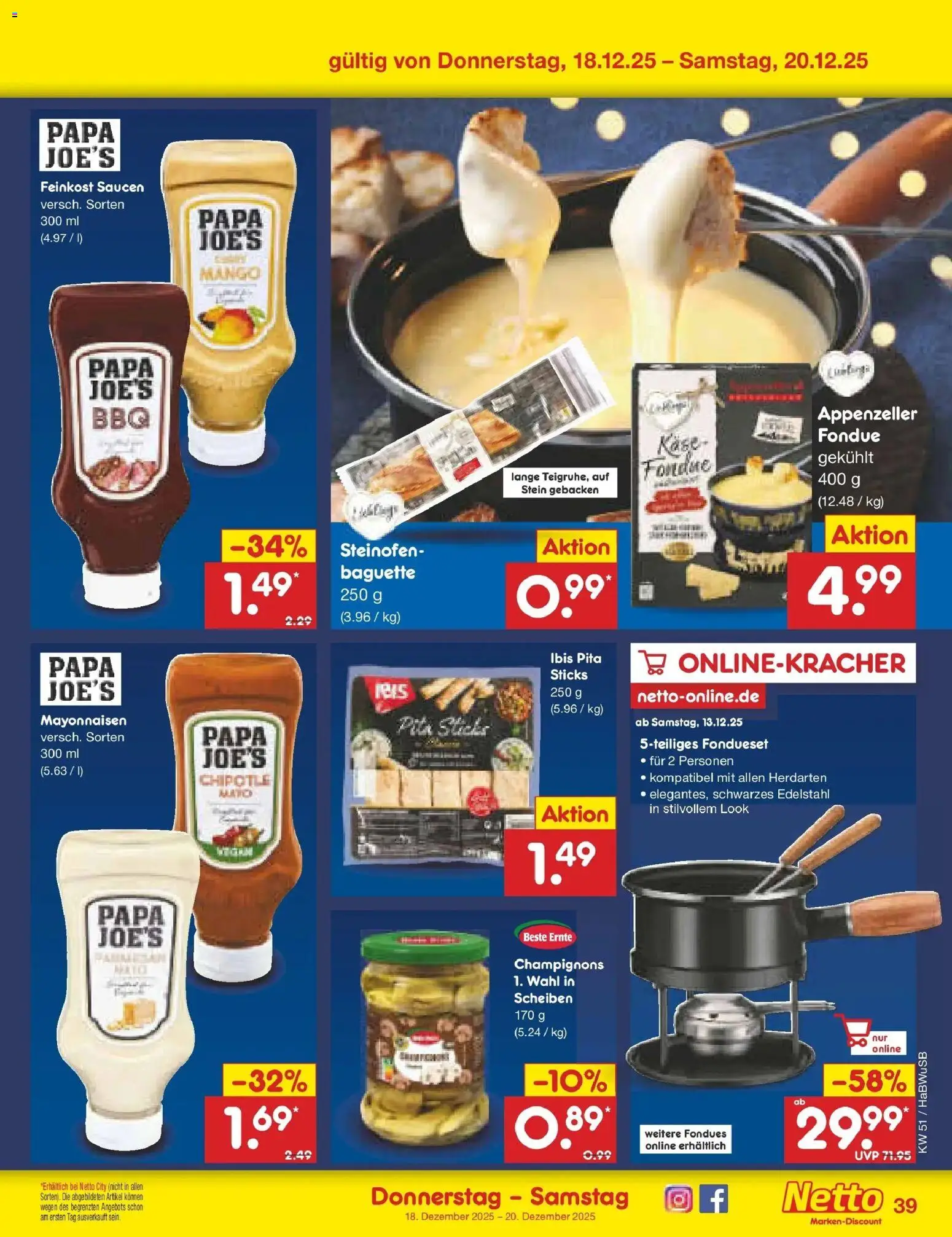 Netto Marken-Discount prospekt Stemwede-Dielingen	 – gültig ab 15.12.2025 | Seite: 47 | Produkte: Käse, Baguette, Mango, Fondue