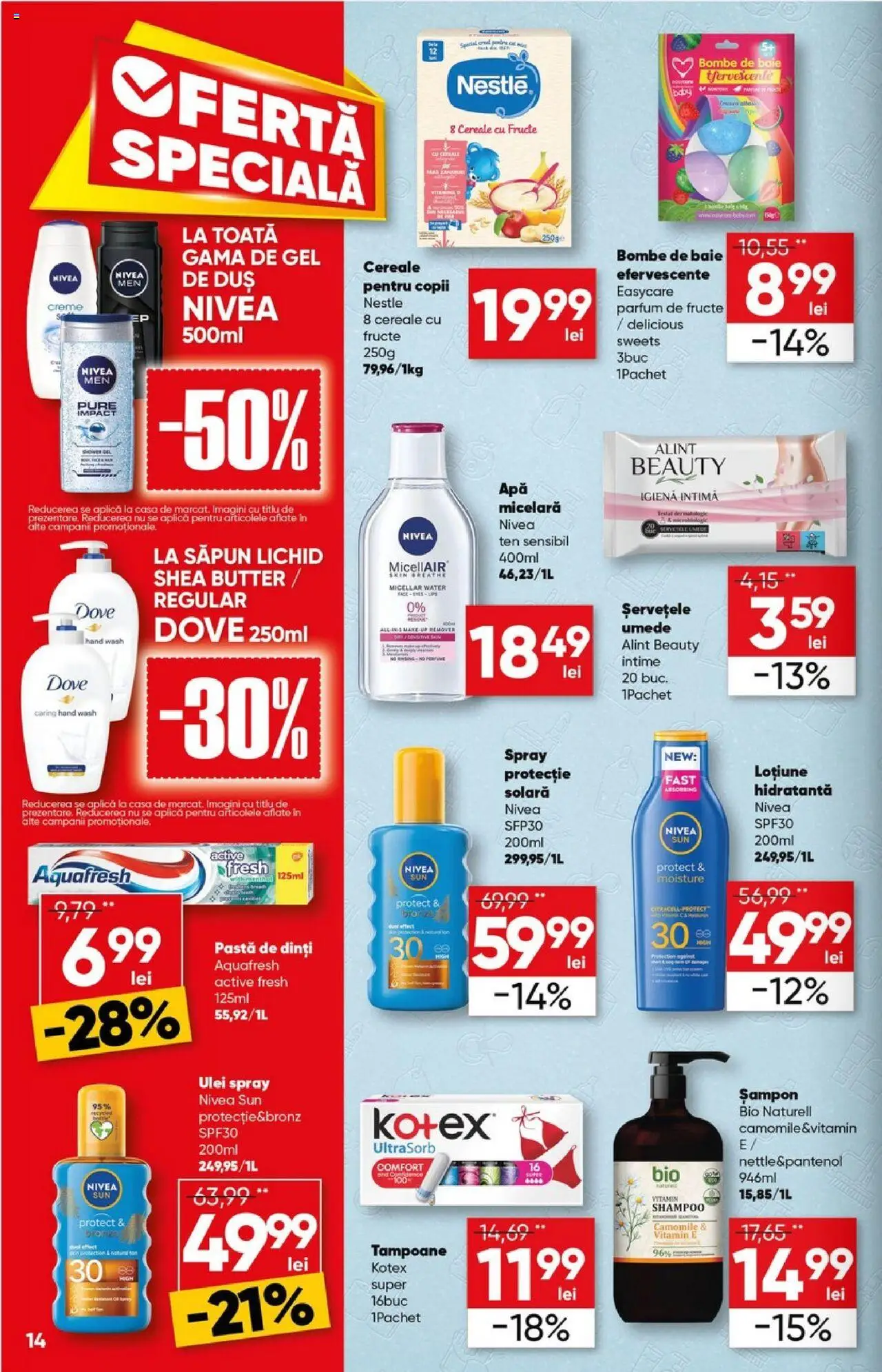 Catalog Profi Super – valabil de la 23.07.2025 | Pagină: 14 | Produse: Duș, Ulei, Pastă de dinți, Cereale