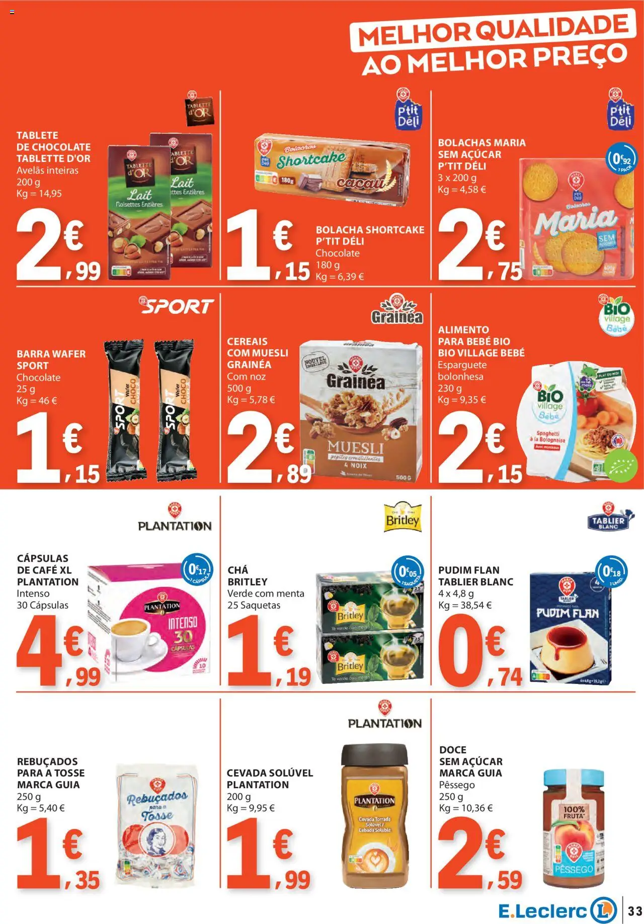 E.Leclerc folheto │ válido de 16.10.2025 | Página: 33 | Produtos: Esparguete, Avelãs, Bolachas, Café