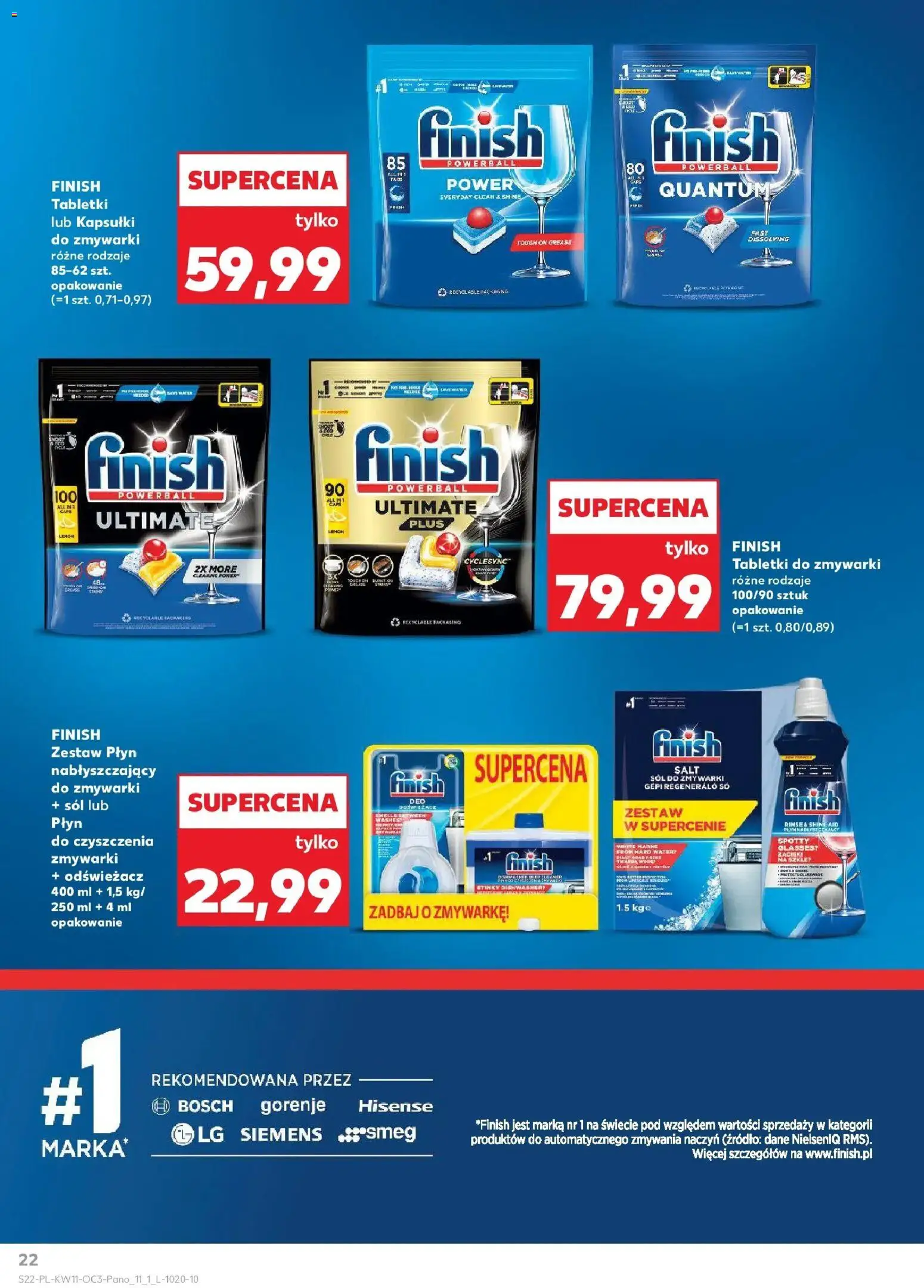 Kaufland gazetka - Dom na Wielkanoc od 12.03.2026 | Strona: 22 | Produkty: Sól do zmywarki, Finish, Tabletki do zmywarki, Sól