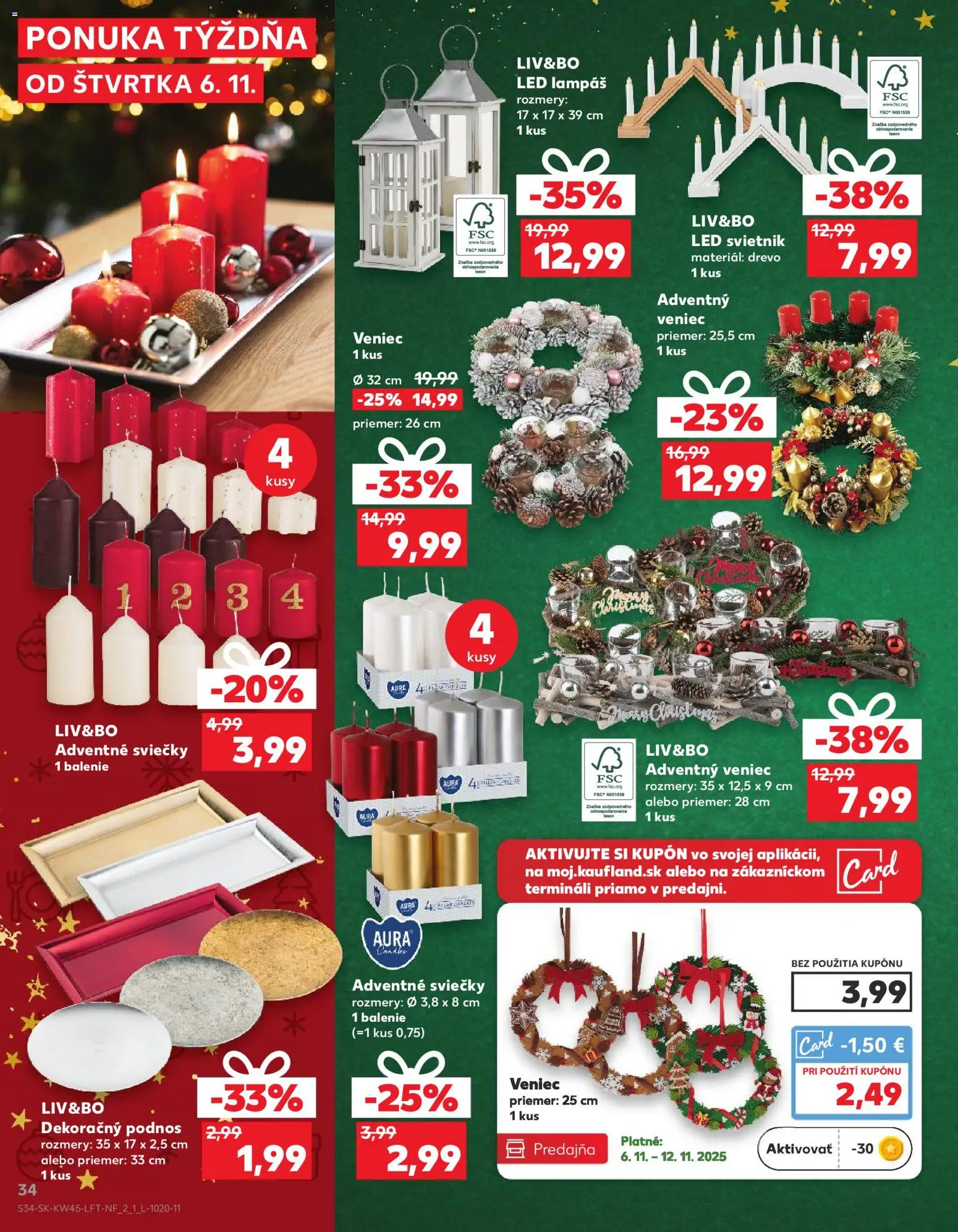 Nové Kaufland akcie – leták je platný od 06.11.2025 | Strana: 34 | Produkty: Led, Sviečky, Svietnik, Alpa