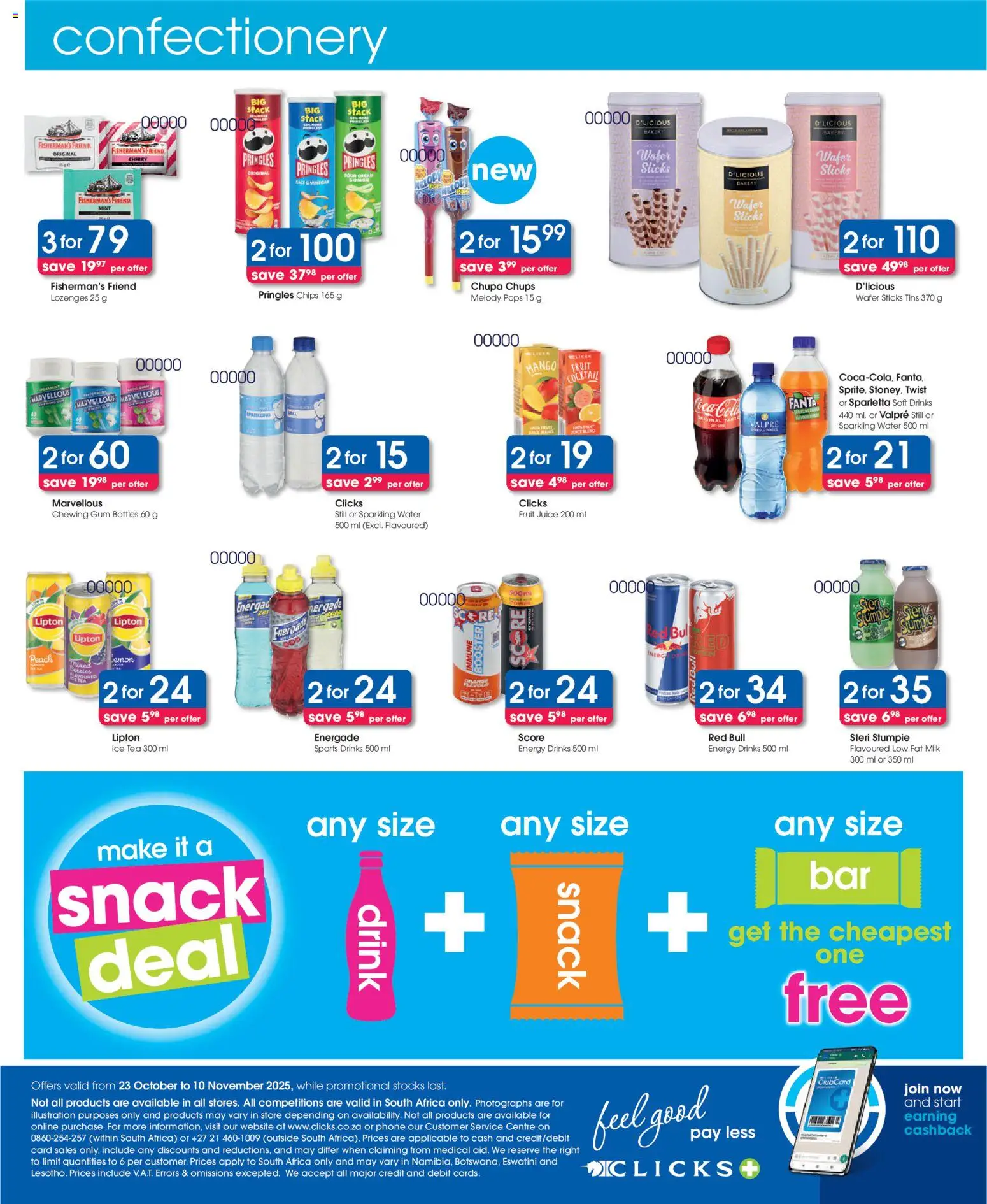 New Clicks catalogue – valid from 23.10.2025 | Page: 48 | Products: Phone, Milk, Juice, Fruit