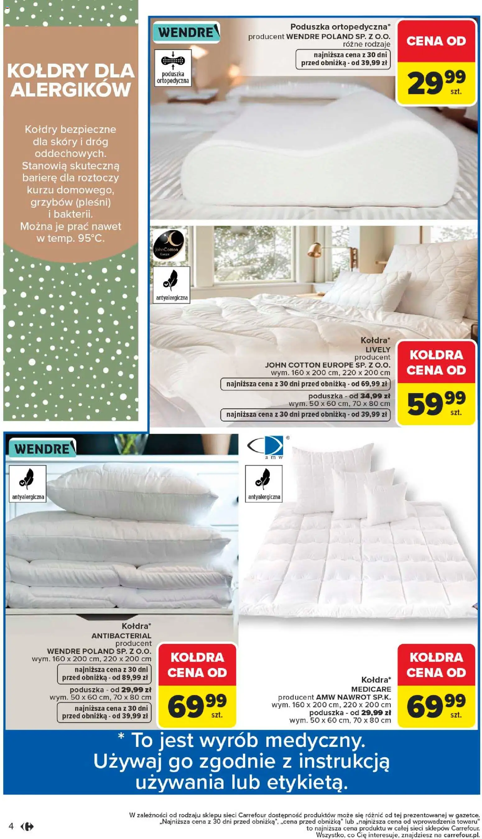 Carrefour Gazetka - Dom: Wszystko Dla Twojej Wygody od 12.01.2026 | Strona: 4 | Produkty: Poduszka, Kołdra