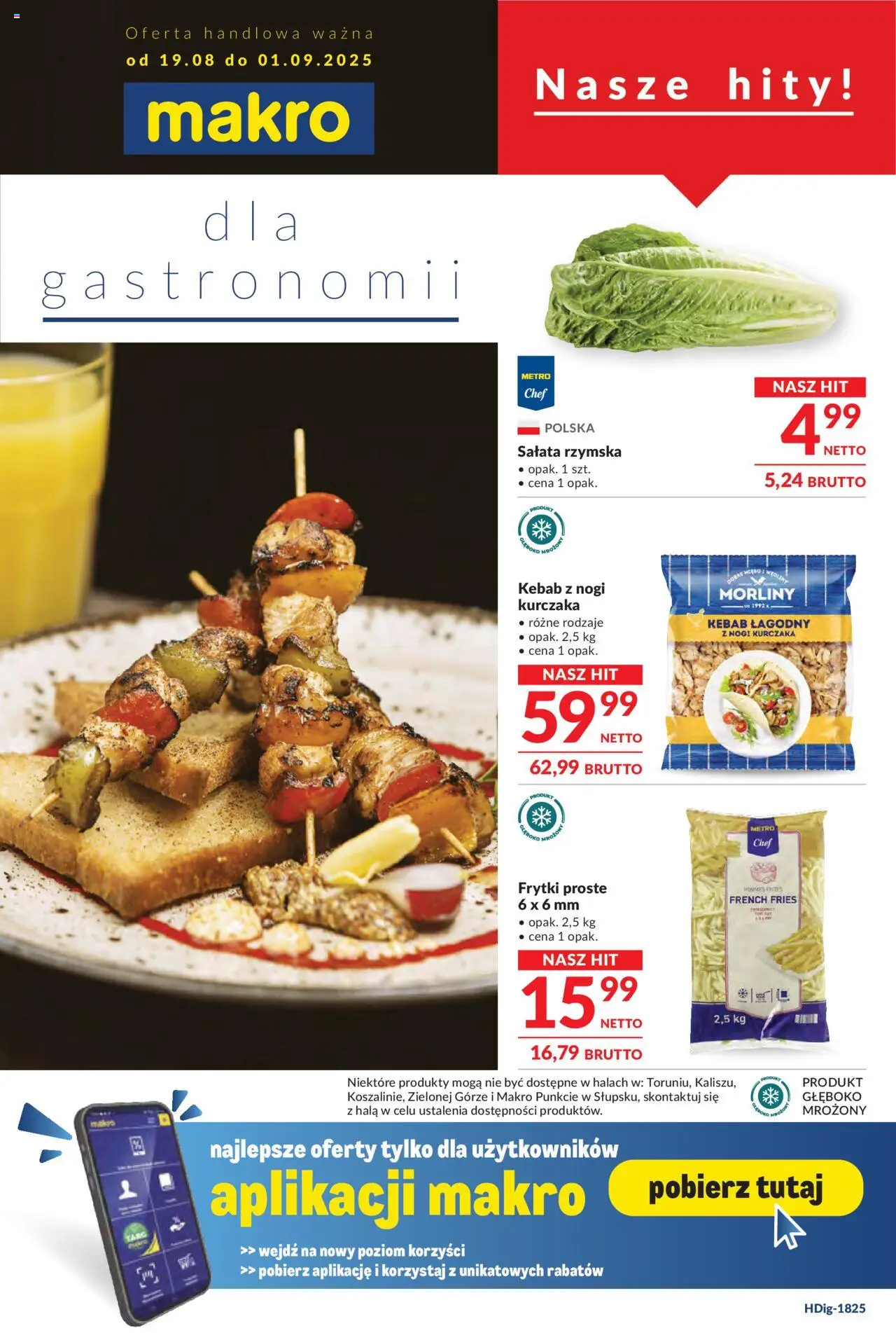 Makro Gazetka - Oferta dla gastronomii od 19.08.2025 | Strona: 1 | Produkty: Kebab, Frytki