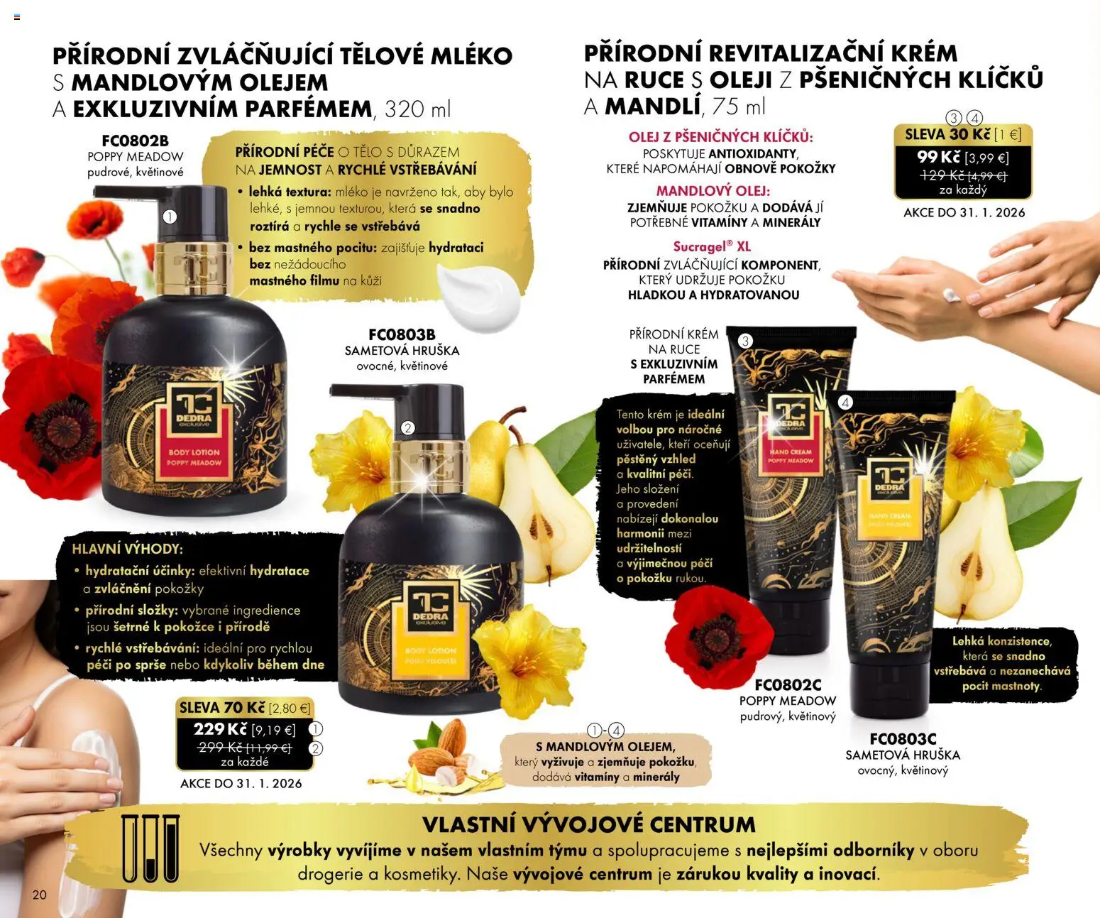 Nové Dedra akcie – leták je platný od 01.01.2026 | Strana: 20 | Produkty: Olej, Mandľový olej, Krém