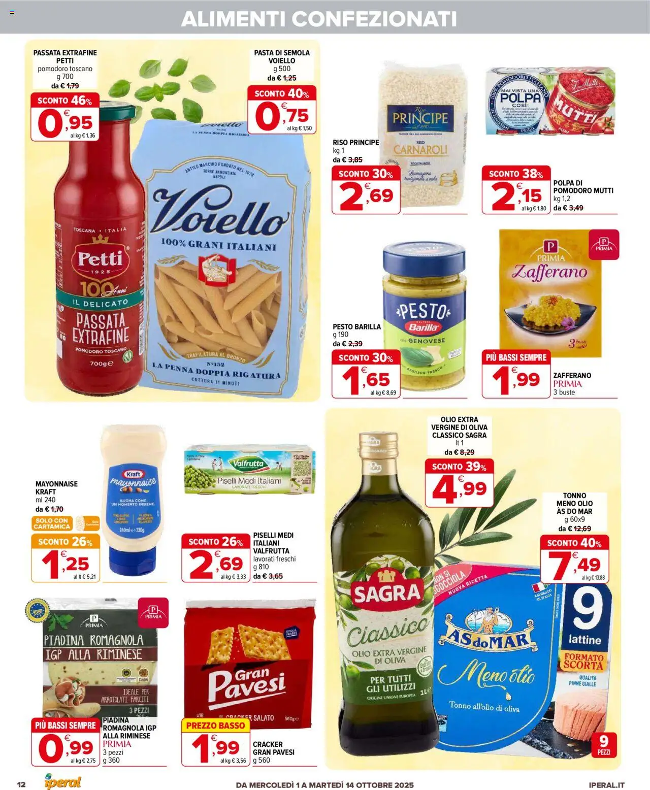 Volantino Iperal del 01.10.2025 | Pagina: 12 | Prodotti: Riso, Pesto, Olio extra vergine, Mutti