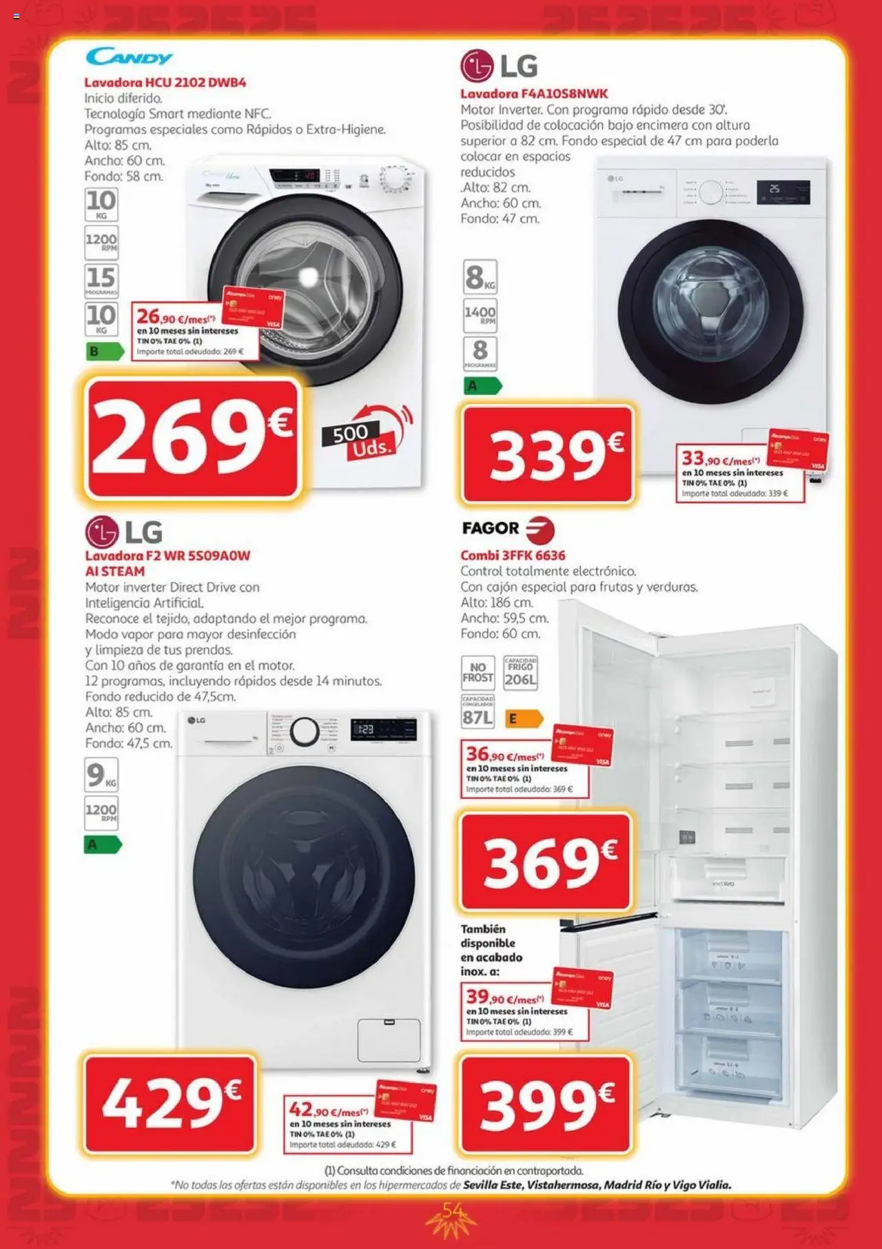 Alcampo - Canarias │ válido desde el 09.10.2025 | Página: 54 | Productos: Congelador, Lavadora, Combi