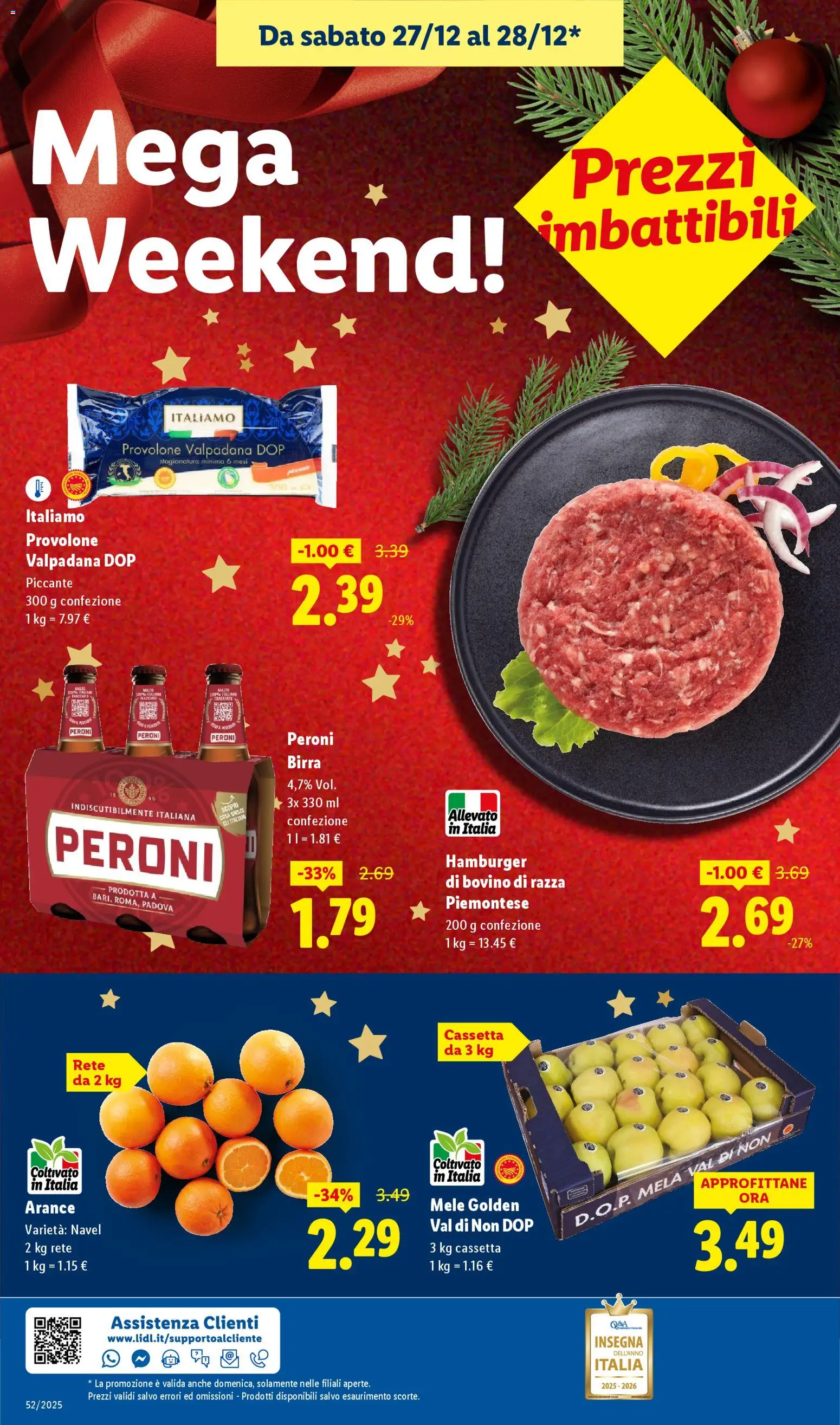 Volantino Lidl del 27.12.2025 | Pagina: 4 | Prodotti: Bovino, Provolone, Arance, Hamburger