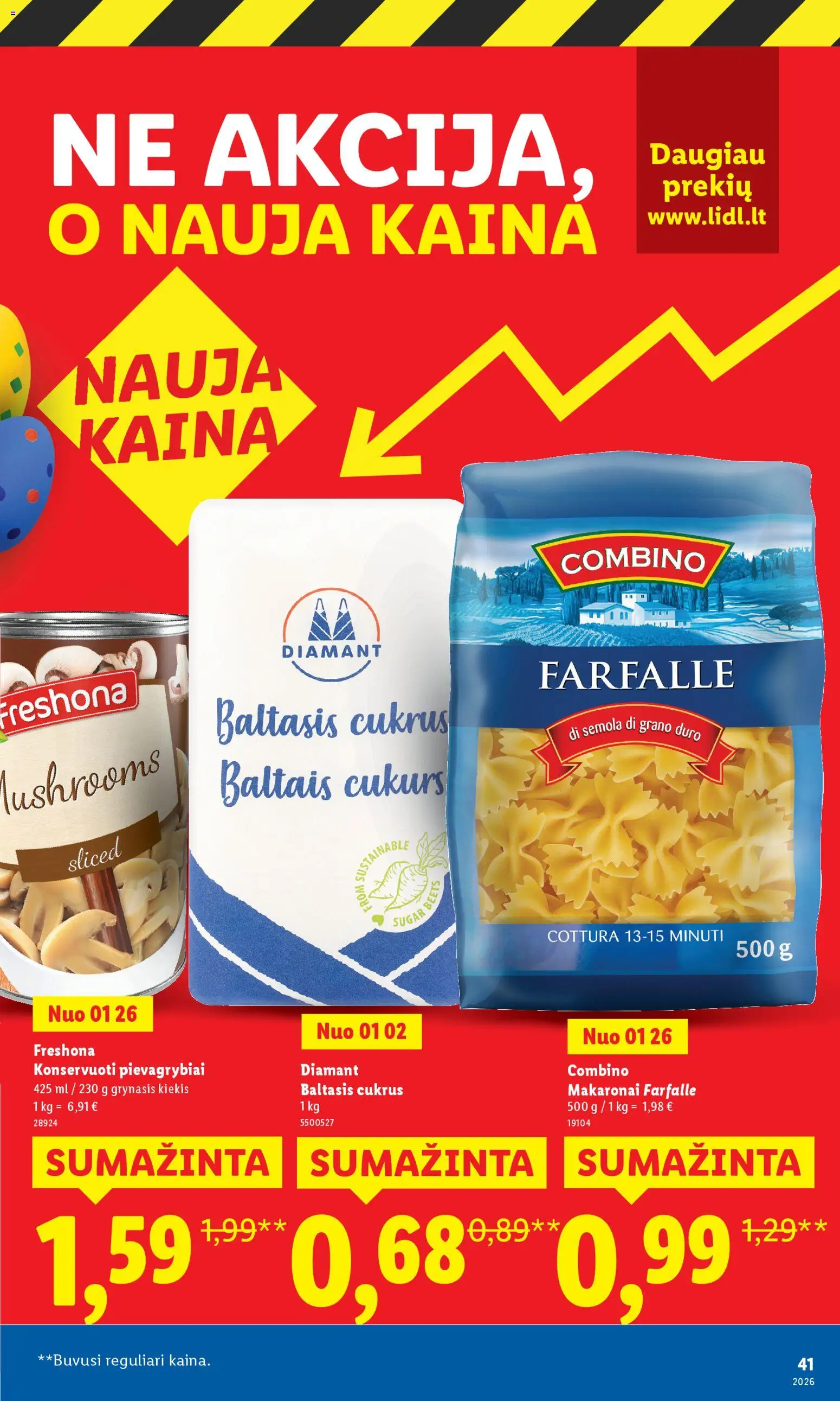 LIDL akcijos nuo 23.03.2026 | Puslapis: 41 | Prekių: Pievagrybiai, Cukrus, Makaronai