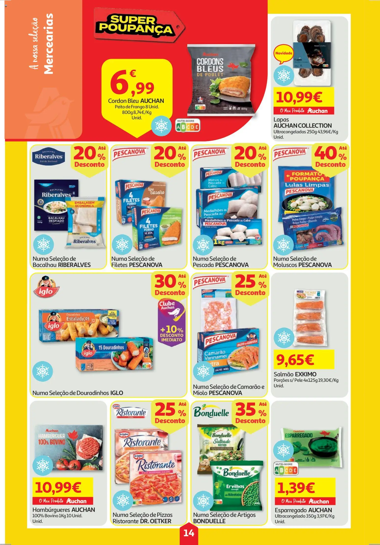 Auchan folheto │ válido de 23.10.2025 | Página: 14 | Produtos: Cabo, Bacalhau, Peito de frango, Camarão